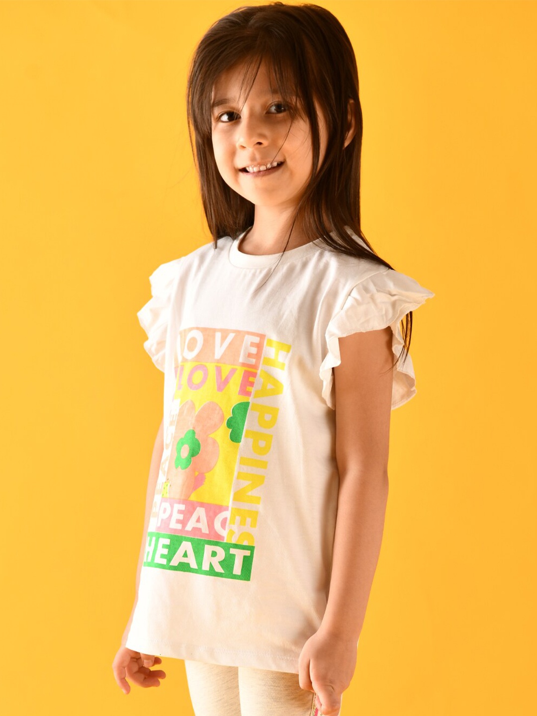 

Anthrilo Girls White & Grey Printed T-shirt with Leggings