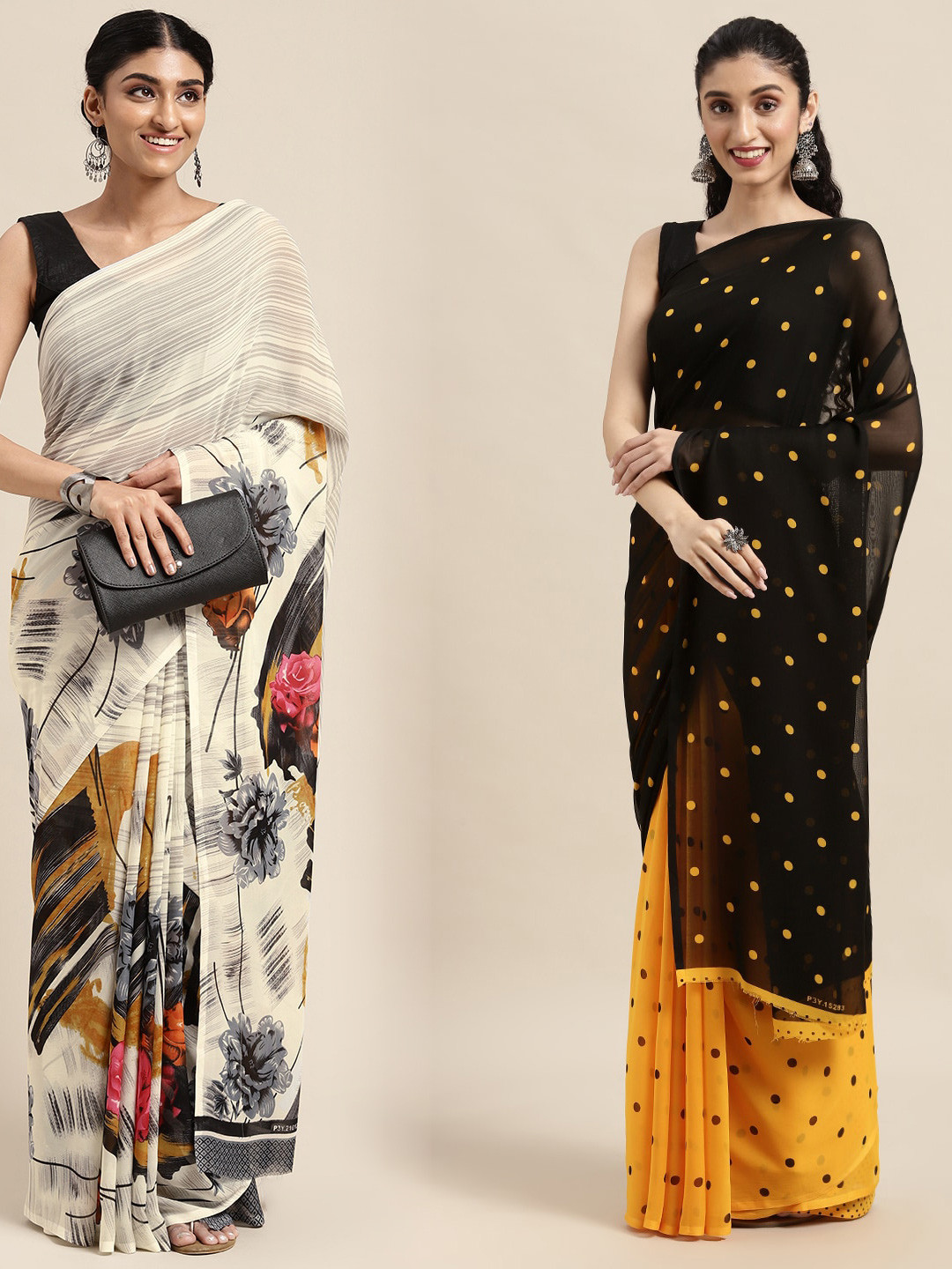 

KALINI Women Pack Of 2 Printed Sarees, Grey