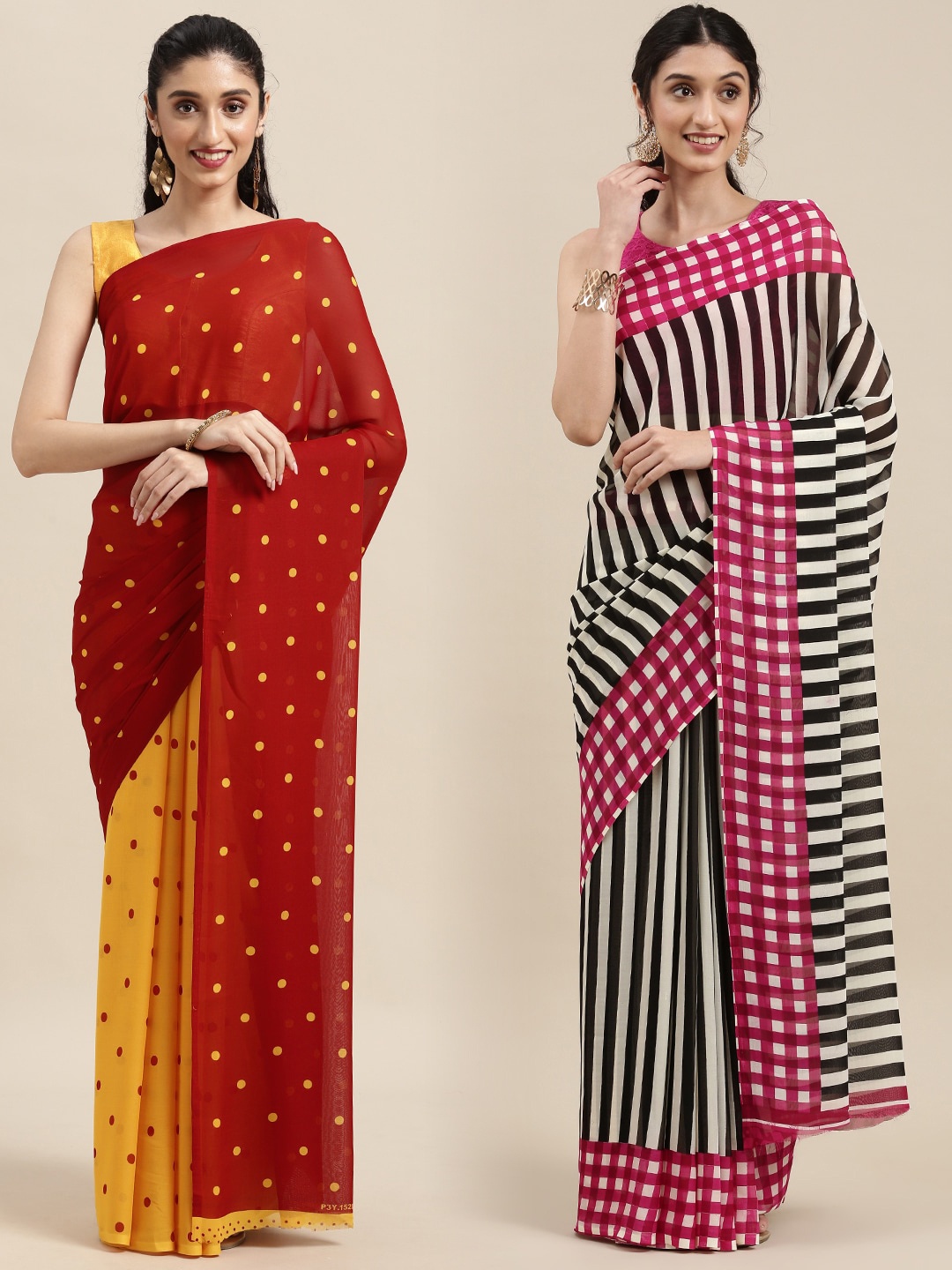 

ANAND SAREES Women Pack Of 2 Printed Sarees, Red