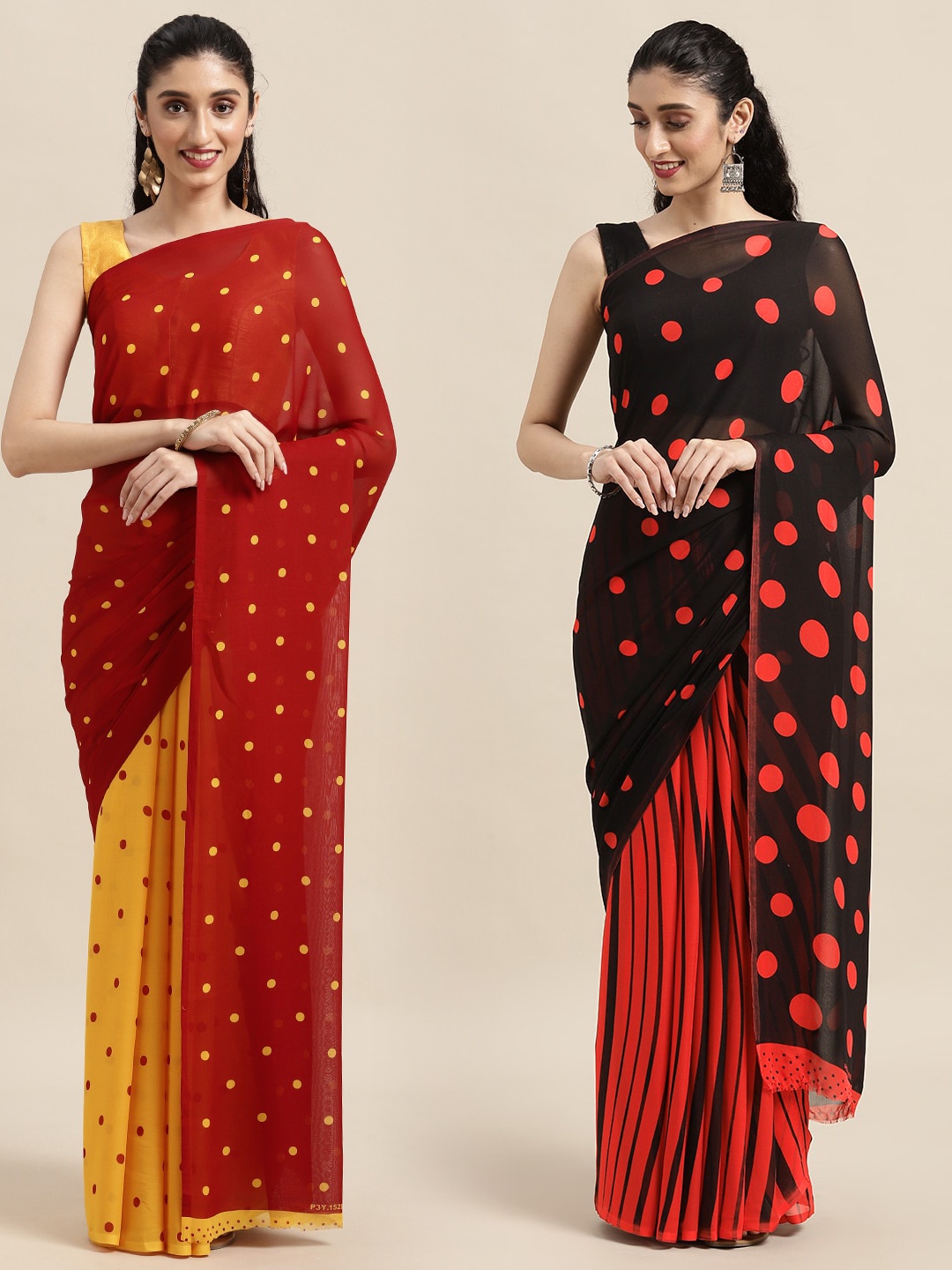 

ANAND SAREES Women Pack Of 2 Printed Sarees, Red