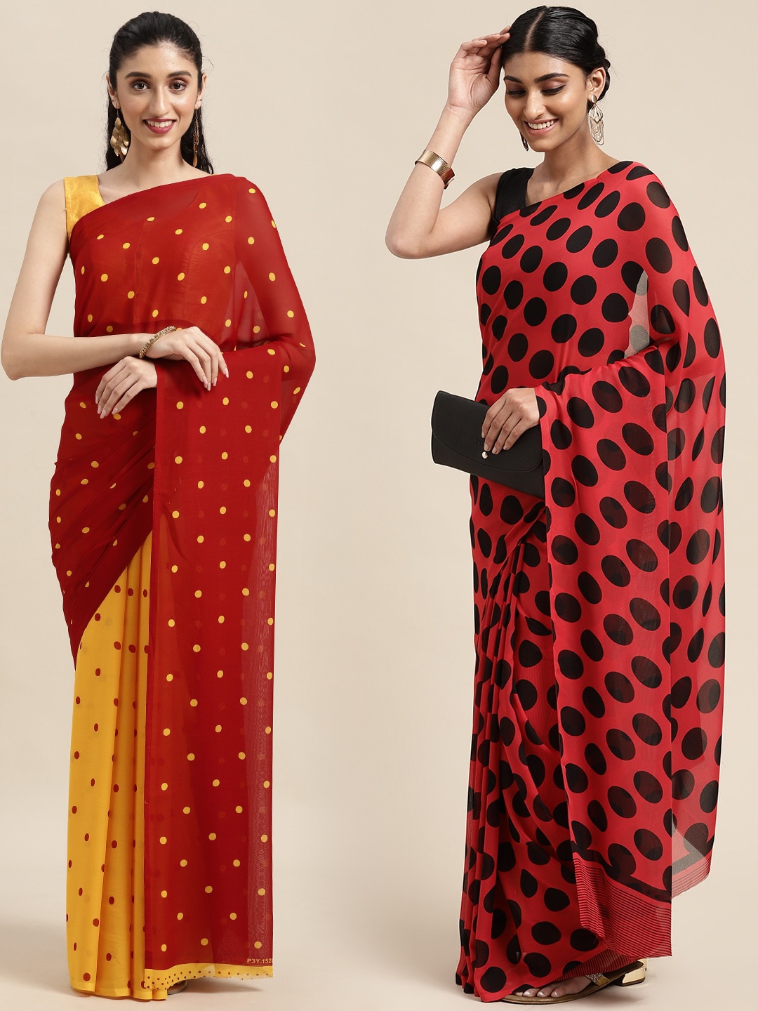

ANAND SAREES Pack of 2 Printed Sarees, Red