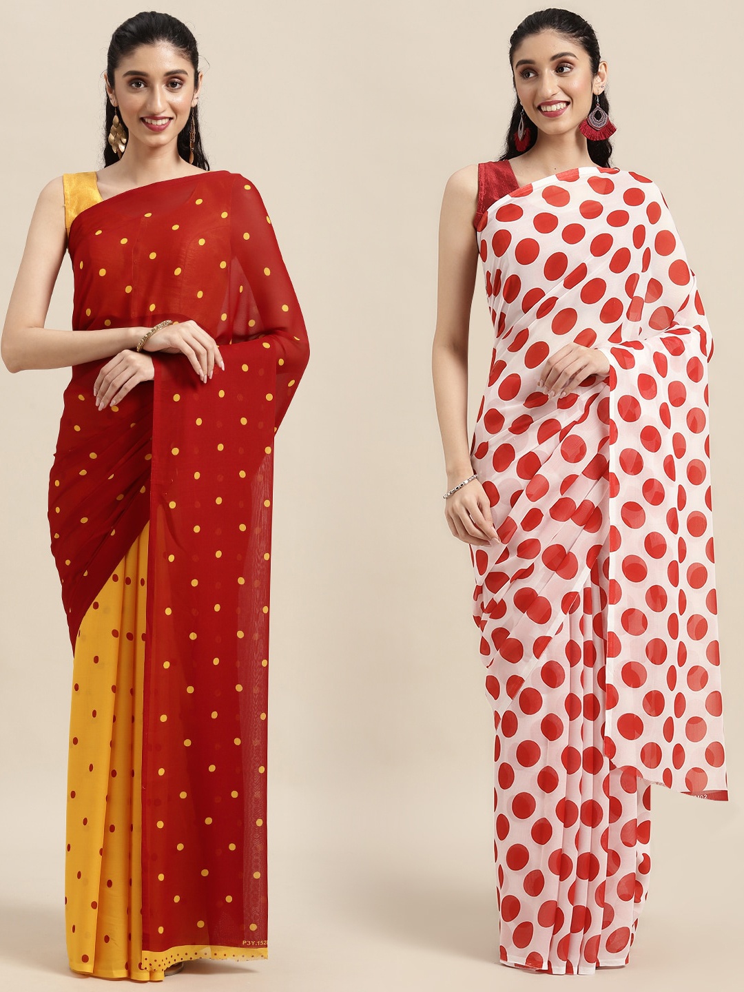 

KALINI Women Pack Of 2 Printed Sarees, Red