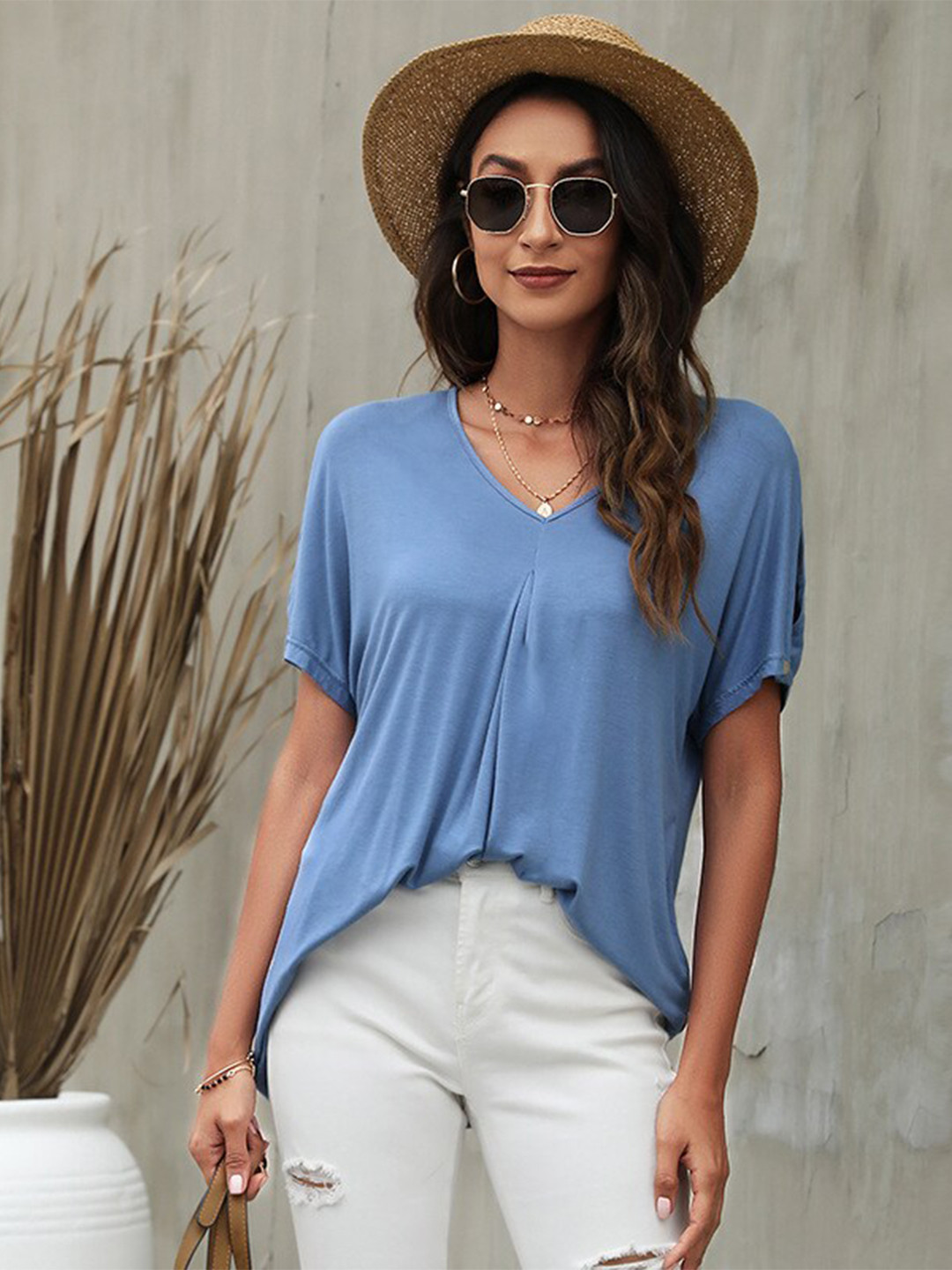 

BoStreet Women Blue Extended Sleeves Top