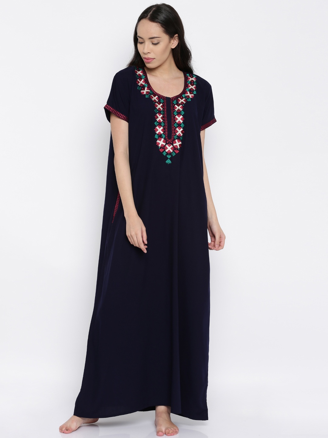 

Sand Dune Navy Maxi Nightdress 4405, Navy blue