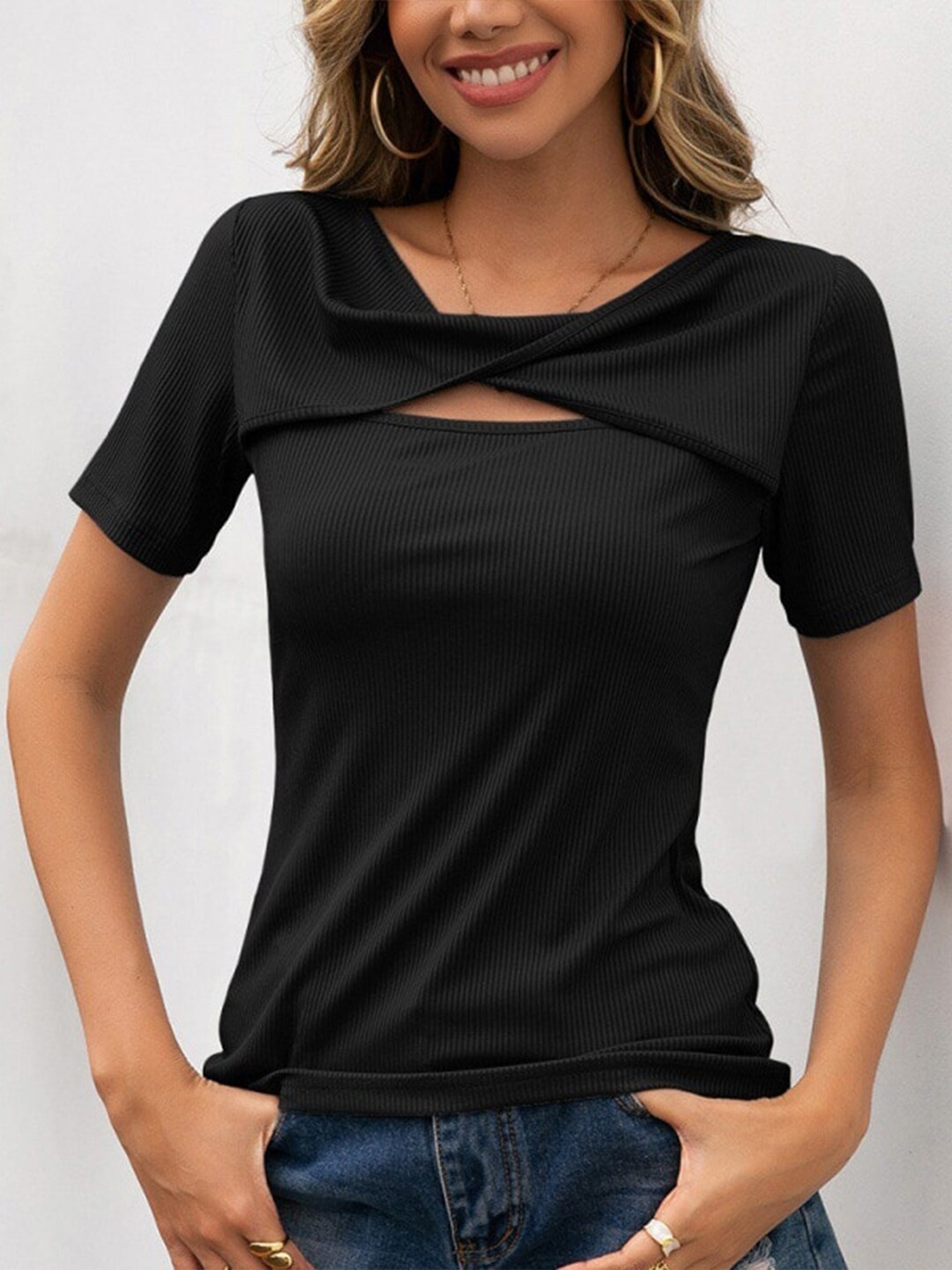 

BoStreet Women Black V-Neck Top