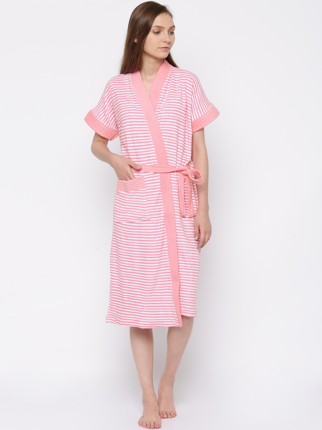 

Sand Dune Off-White & Pink Striped Bathrobe