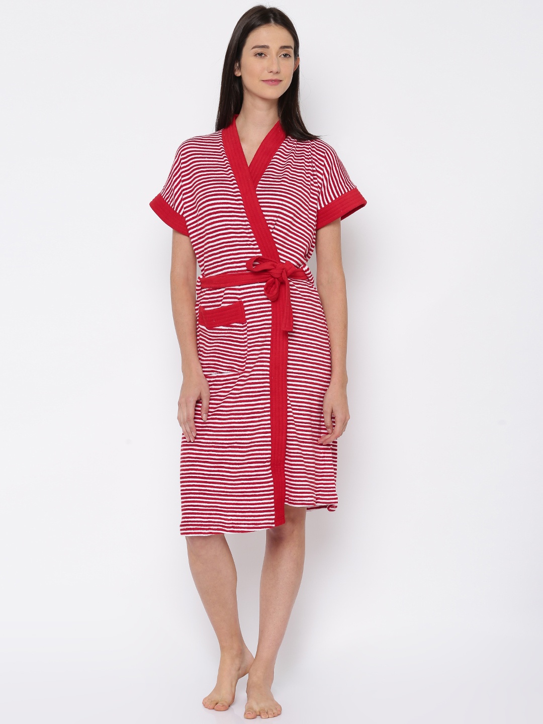 

Sand Dune Red & White Striped Bathrobe