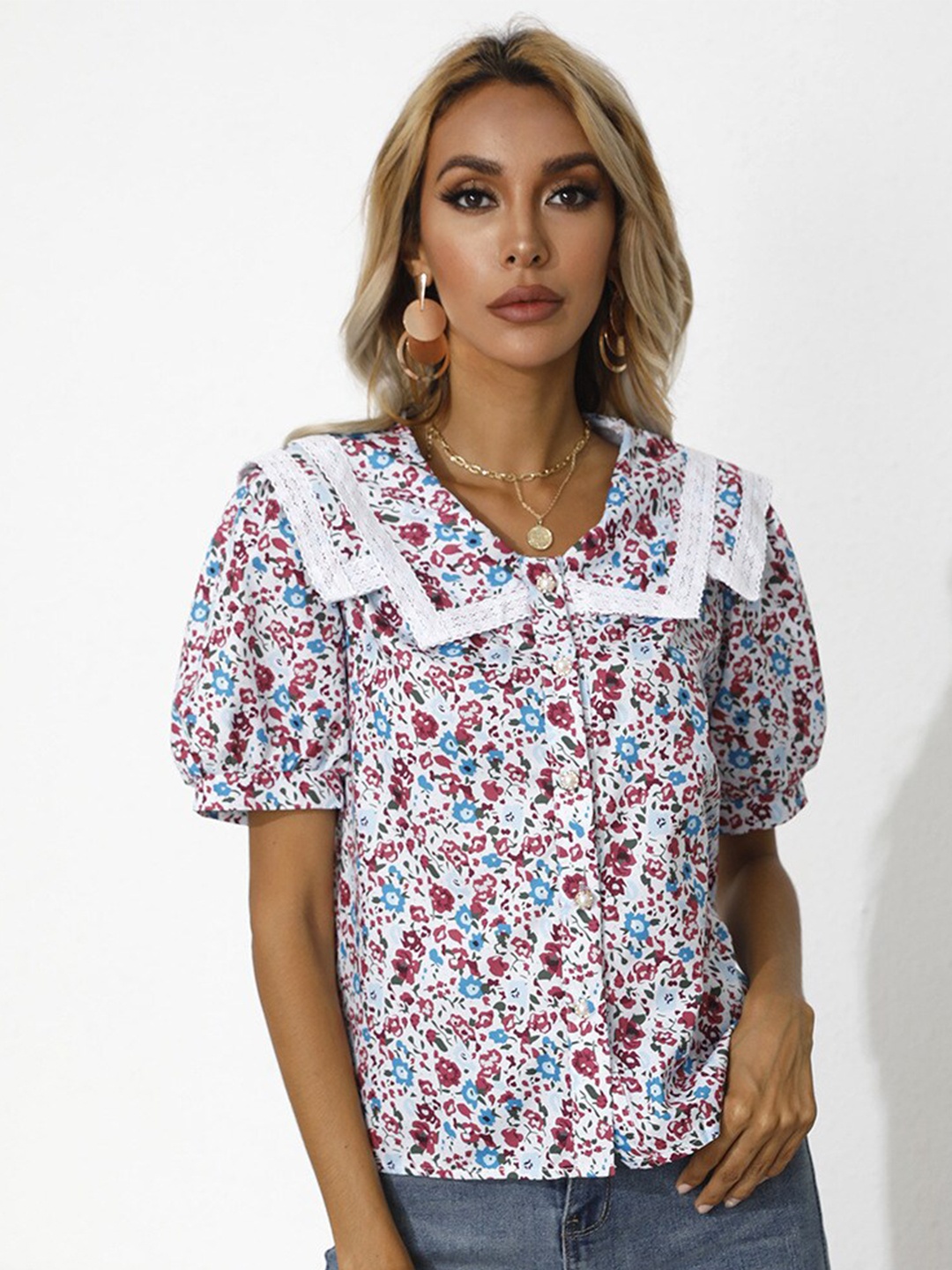 

BoStreet Women Multicoloured Floral Print Shirt Style Top, Multi