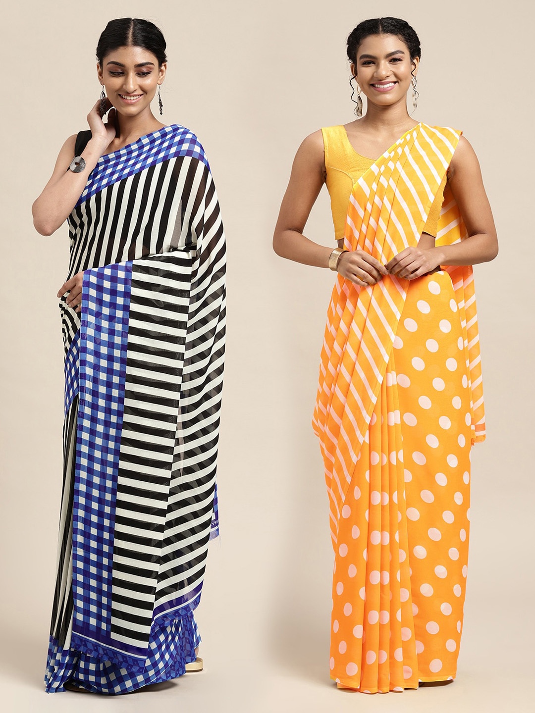 

KALINI Women Pack Of 2 Printed Sarees, Yellow