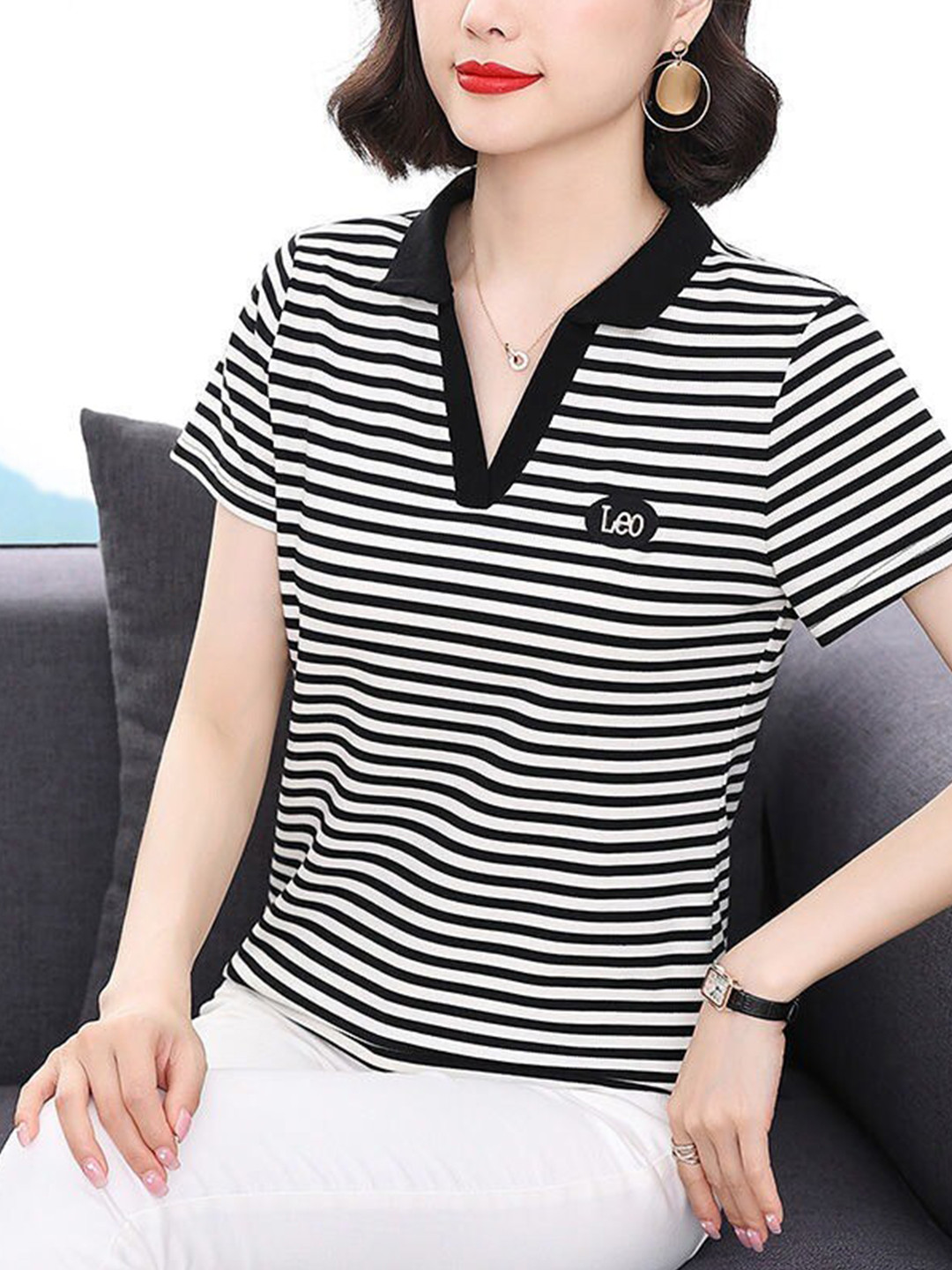 

BoStreet Women Black & White Striped Top