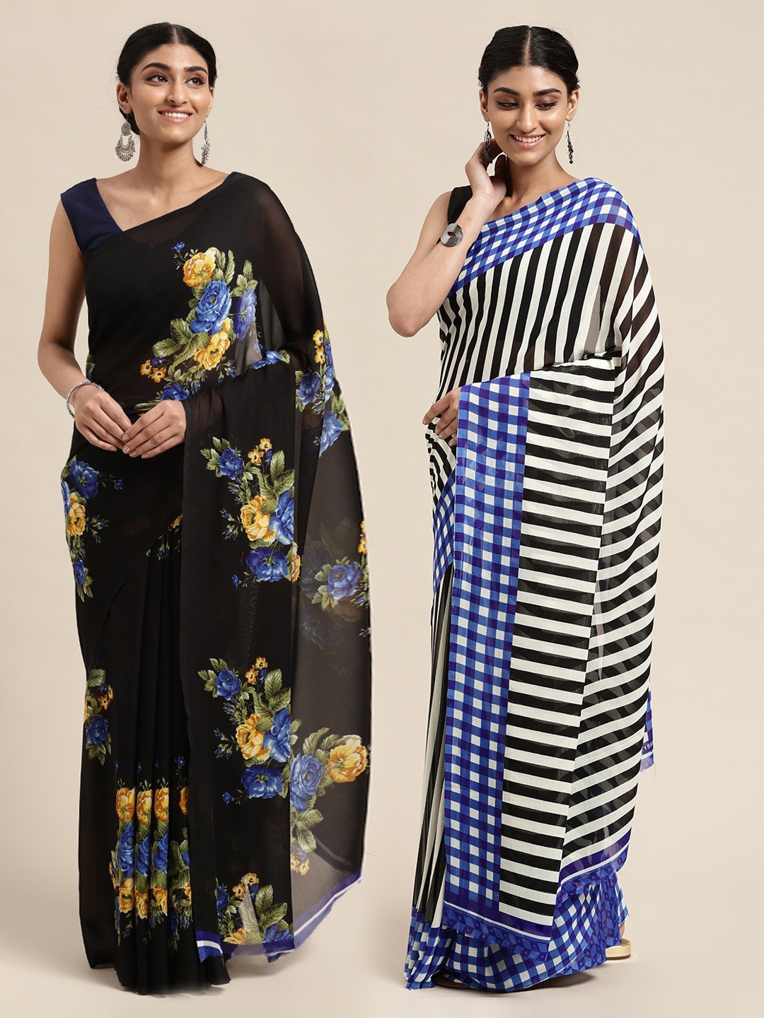 

KALINI Set of 2 Poly Georgette Saree, Blue