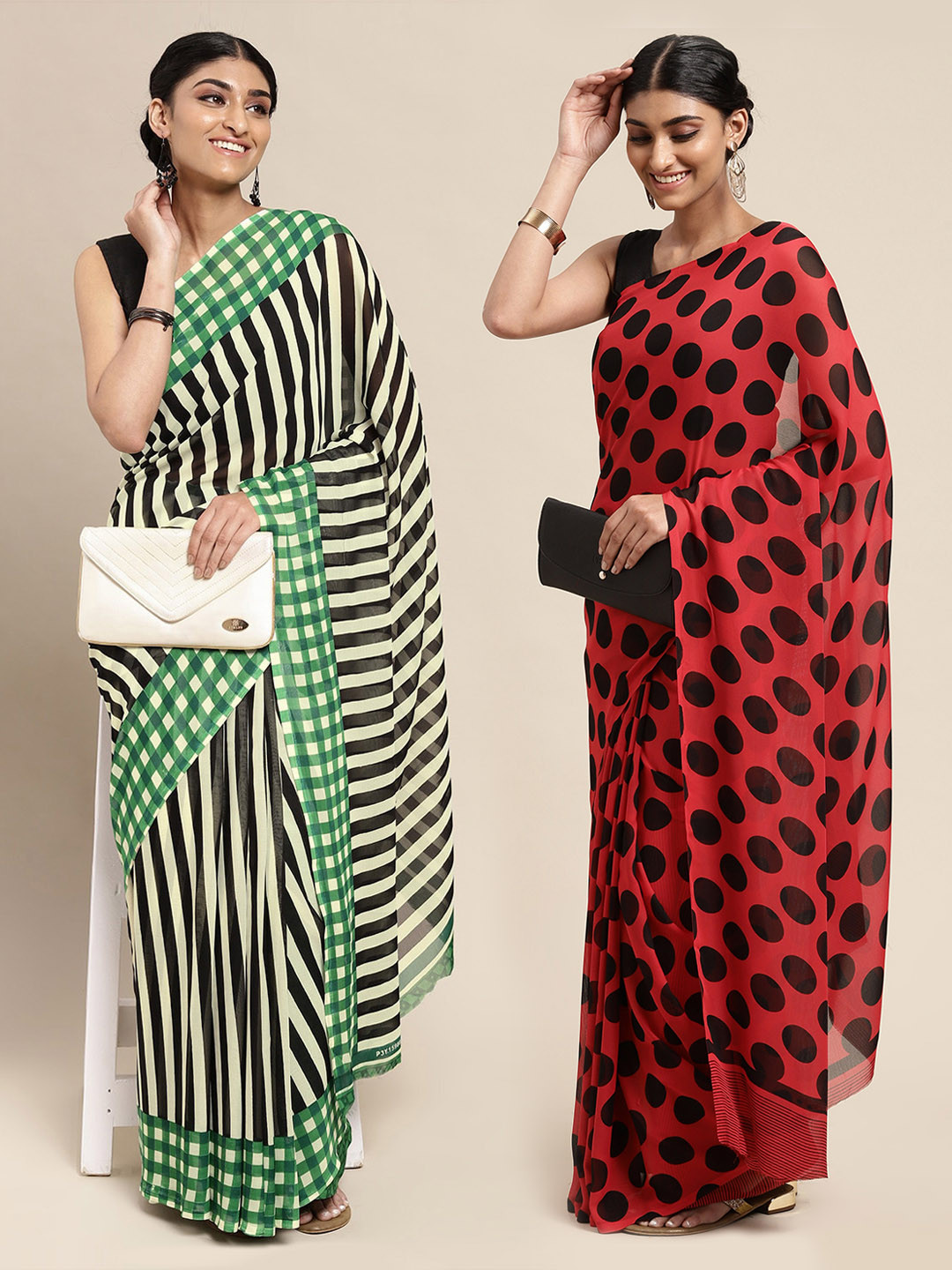 

ANAND SAREES Pack of 2 Printed Sarees, Red