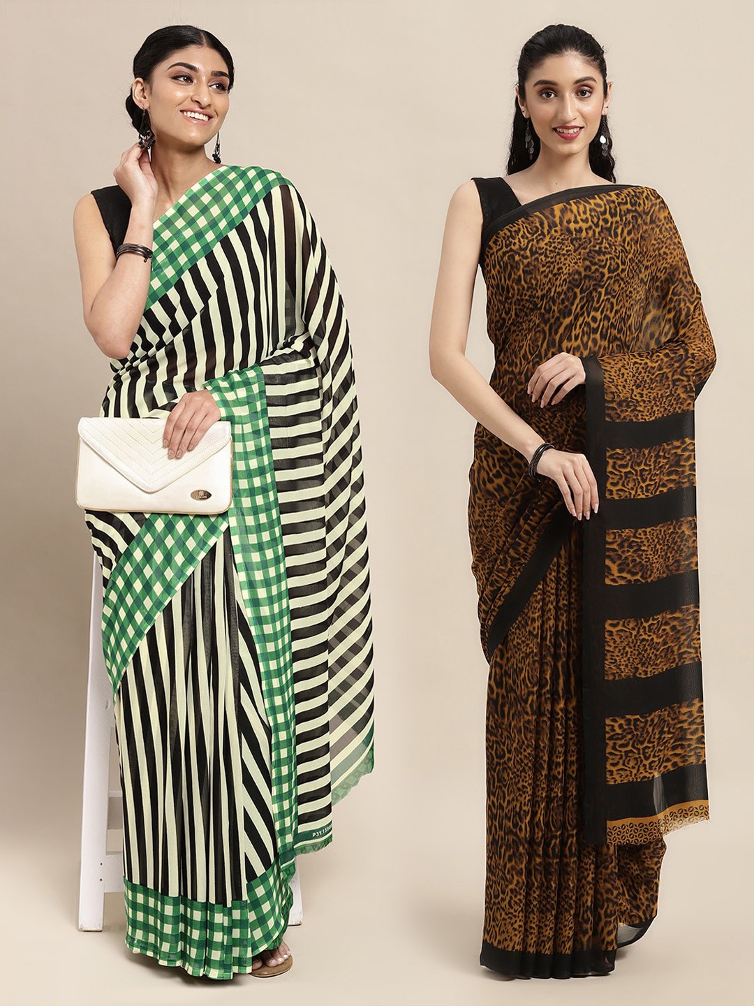 

ANAND SAREES Set of 2 Poly Georgette Saree, White