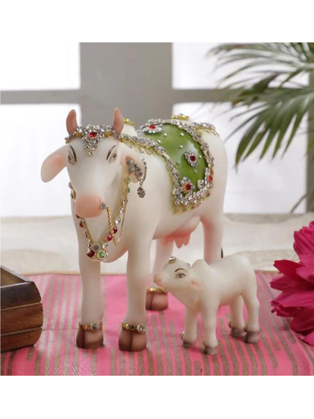 

Gallery99 White & Green Handpainted Nandi Idol Showpiece