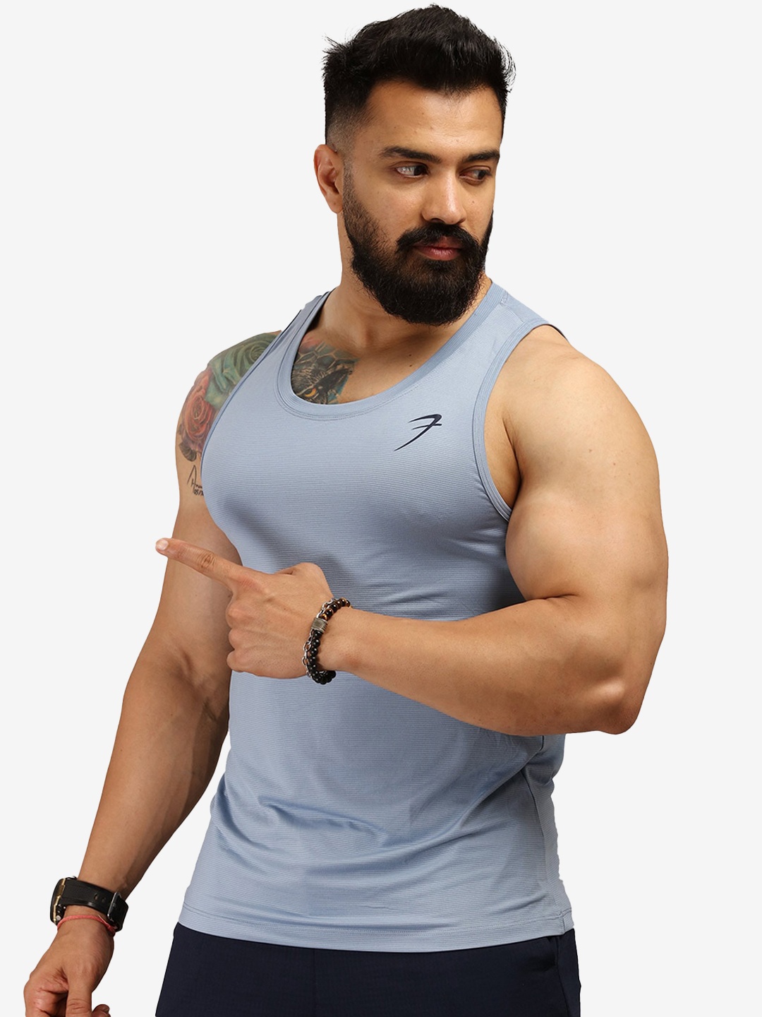 

FUAARK Men Blue Solid Innerwear Gym Vests