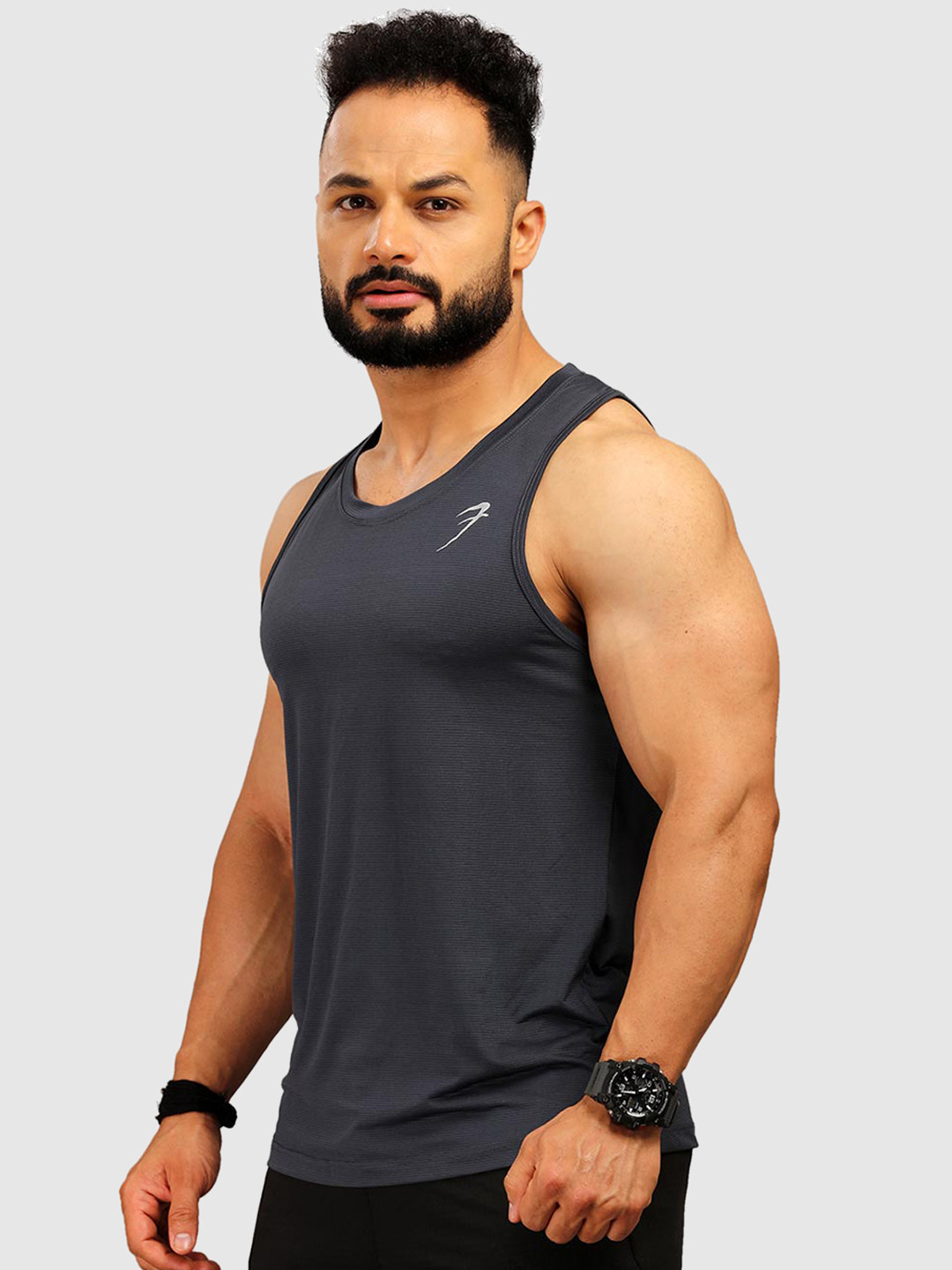

FUAARK Men Grey Solid Innerwear Tank Vest