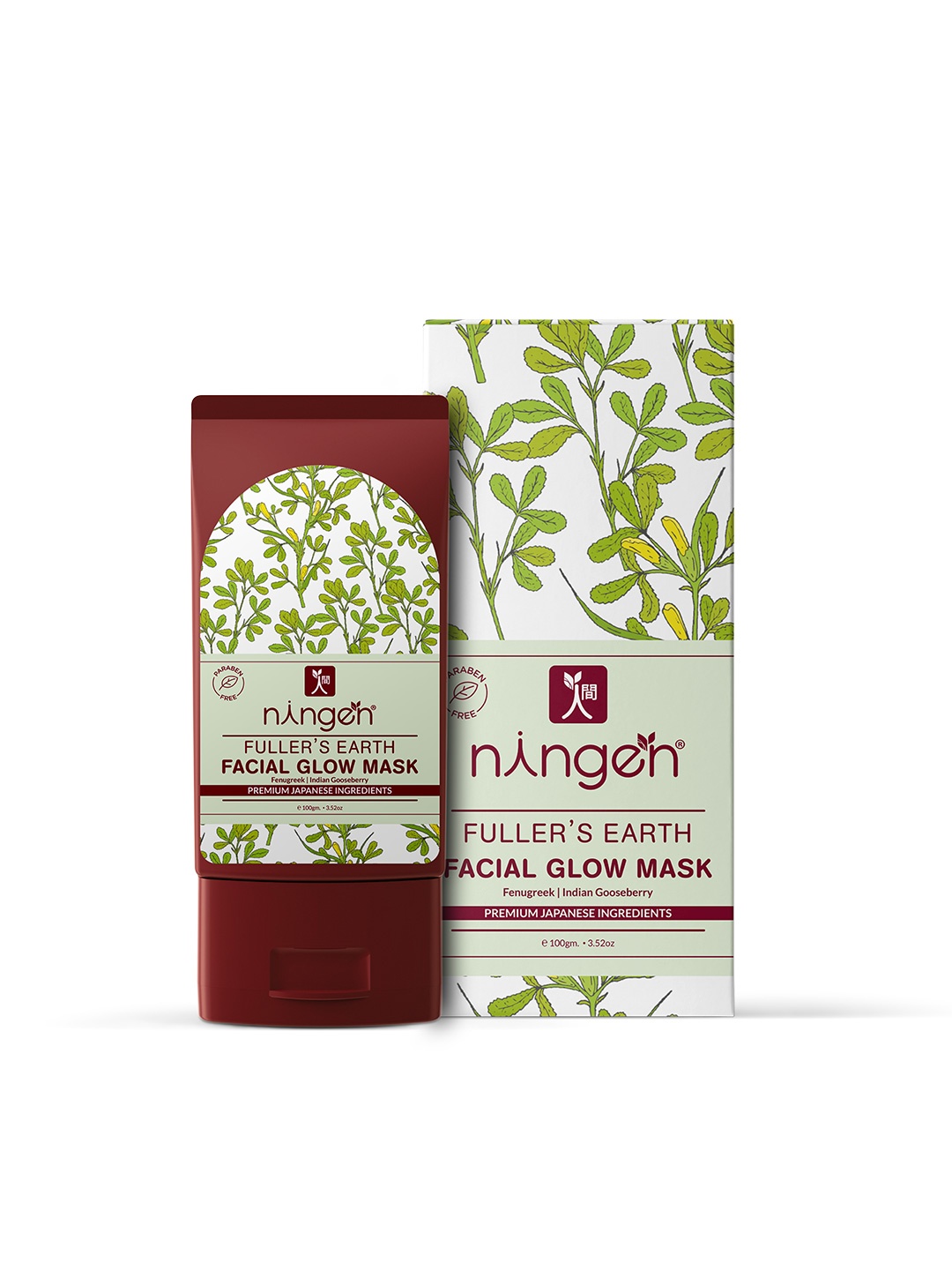 

Ningen Fuller s Earth Facial Glow Mask With Fenugreek & Gooseberry Paraben Free - 100g, Maroon