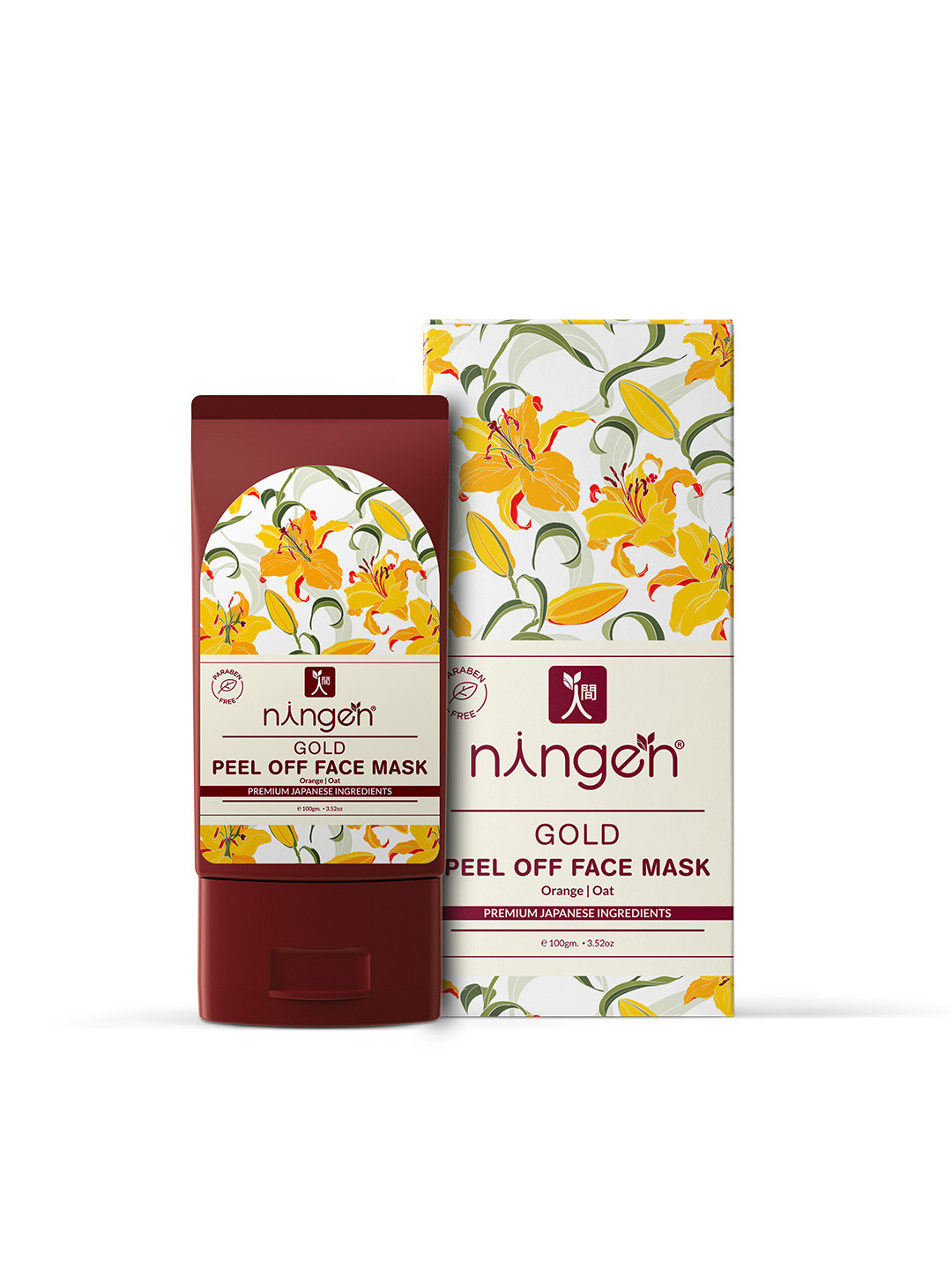 

Ningen Gold Peel Off Face Mask With Gold Dust Orange and Oats 100g, Maroon