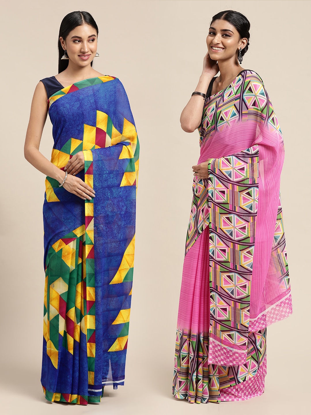 

KALINI Women Pack Of 2 Printed Sarees, Blue