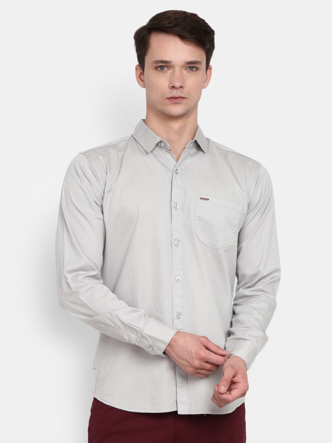 

V-Mart Men Grey Standard Slim Fit Casual Shirt