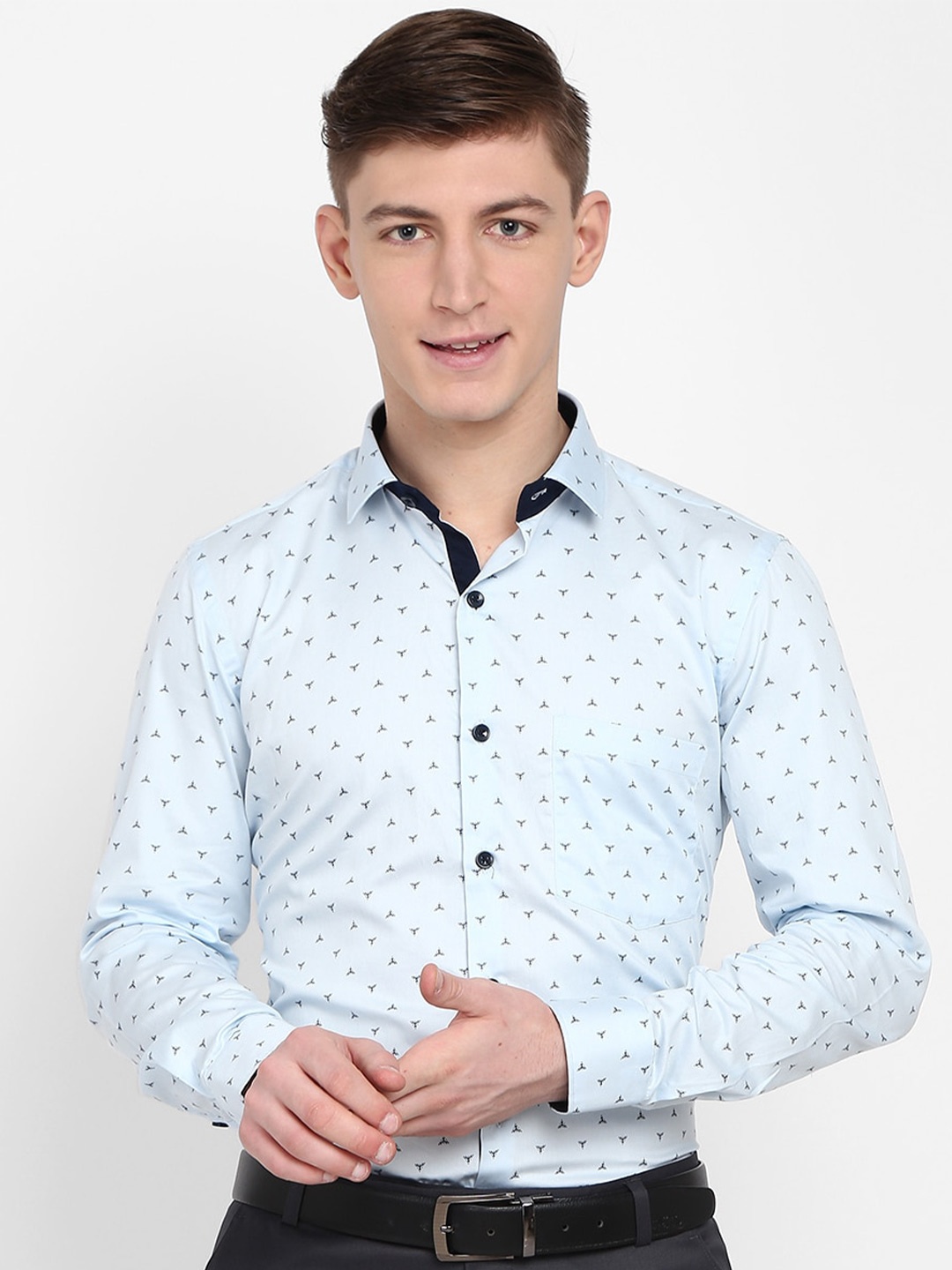 

J White by Vmart Men Blue Standard Printed Formal Shirt