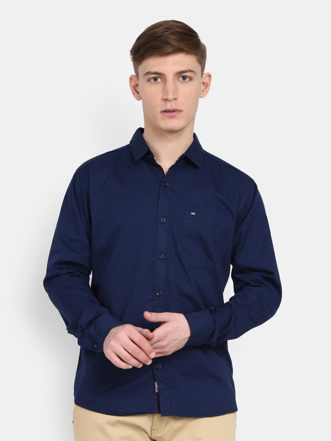 

V-Mart Men Navy Blue Standard Slim Fit Casual Shirt