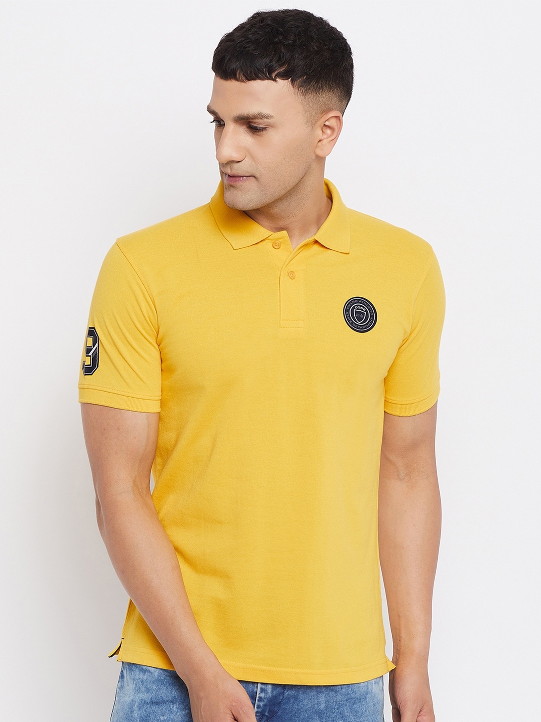 

Okane Men Yellow Polo Collar T-shirt