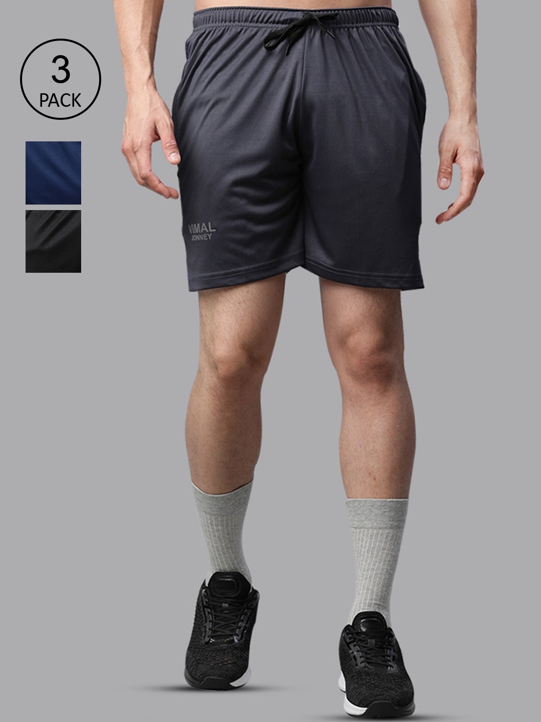 

MACK JONNEY JONNEY Men Set Of 3 Training or Gym Sports Shorts, Black