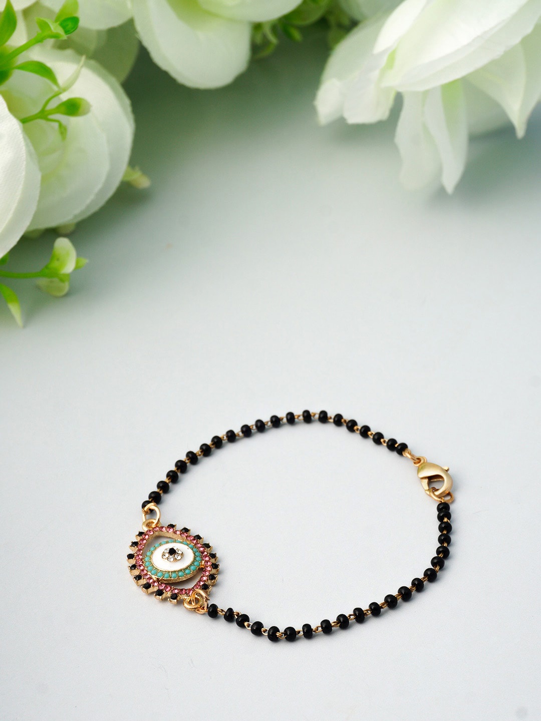 

Ferosh Black Beaded Evil Eye Bracelet Mangalsutra