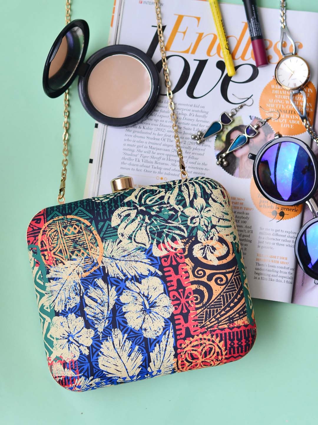 

ARTKLIM Women Multicoloured Printed Box Clutch, Multi