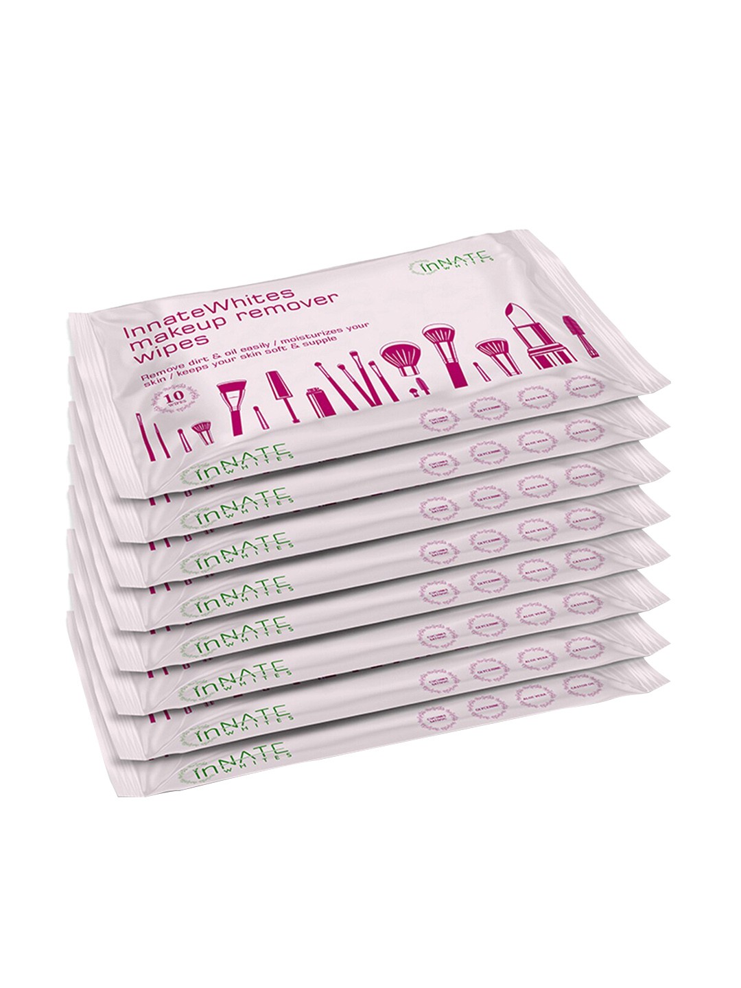

InnateWhites Pack of 8 Unscented Makeup Remover Wipes, White