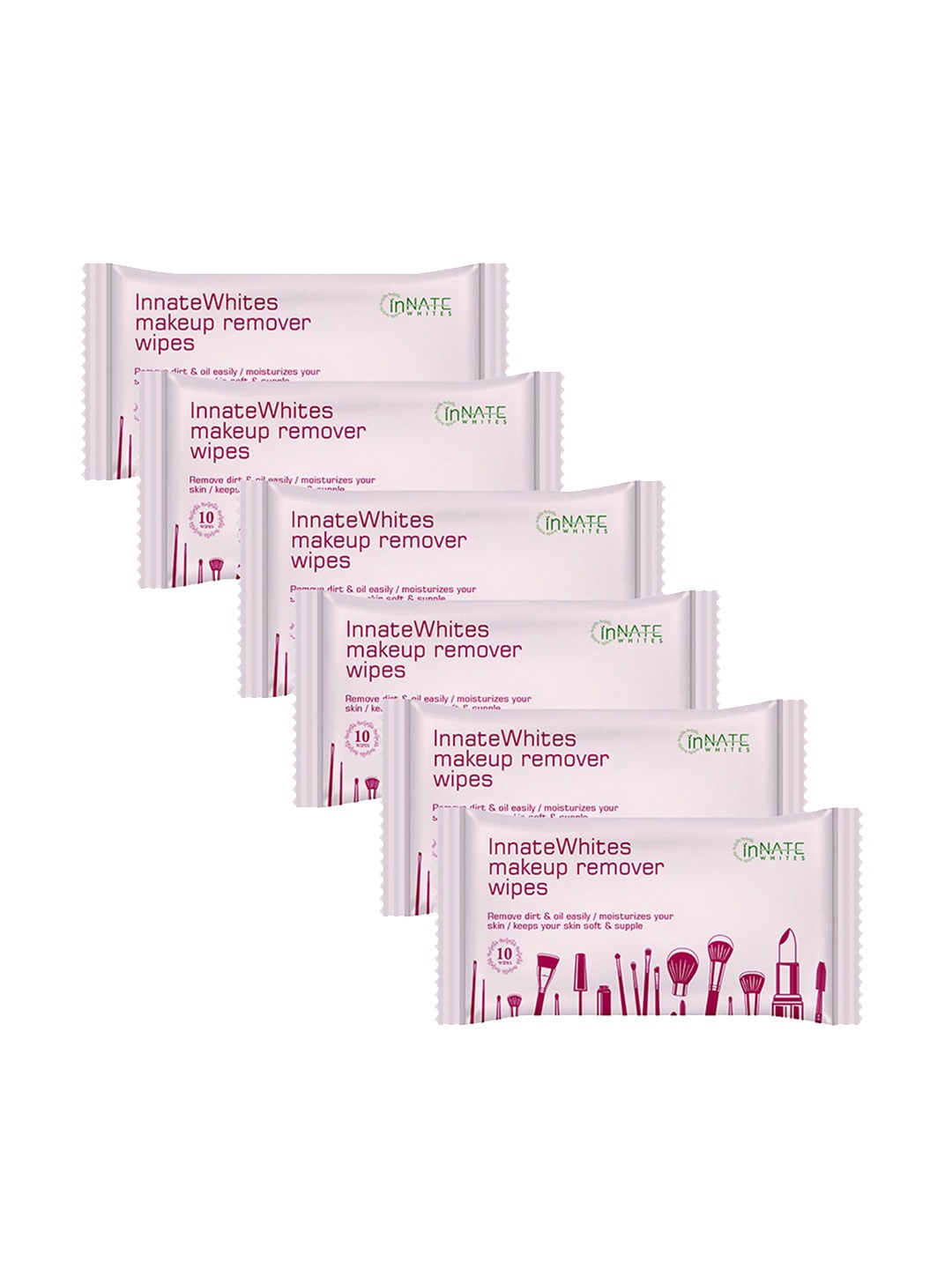 

InnateWhites Set Of 6 Unscented Aloe Vera Makeup Remover Wipes, White
