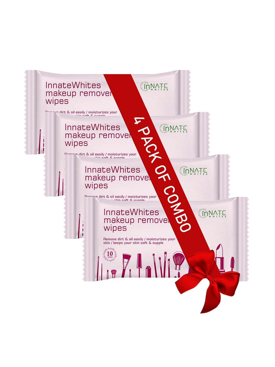 

InnateWhites Set Of 4 Unscented Aloe Vera Makeup Remover Wipes, White