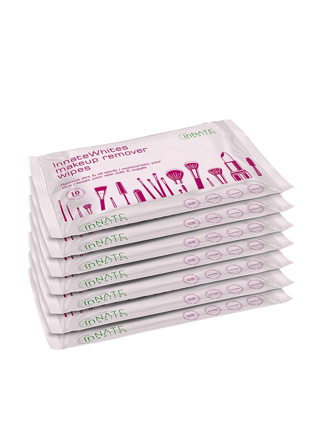

InnateWhites Pack of 7 Waterproof and Smudgeproof Makeup Remover Wipes, White