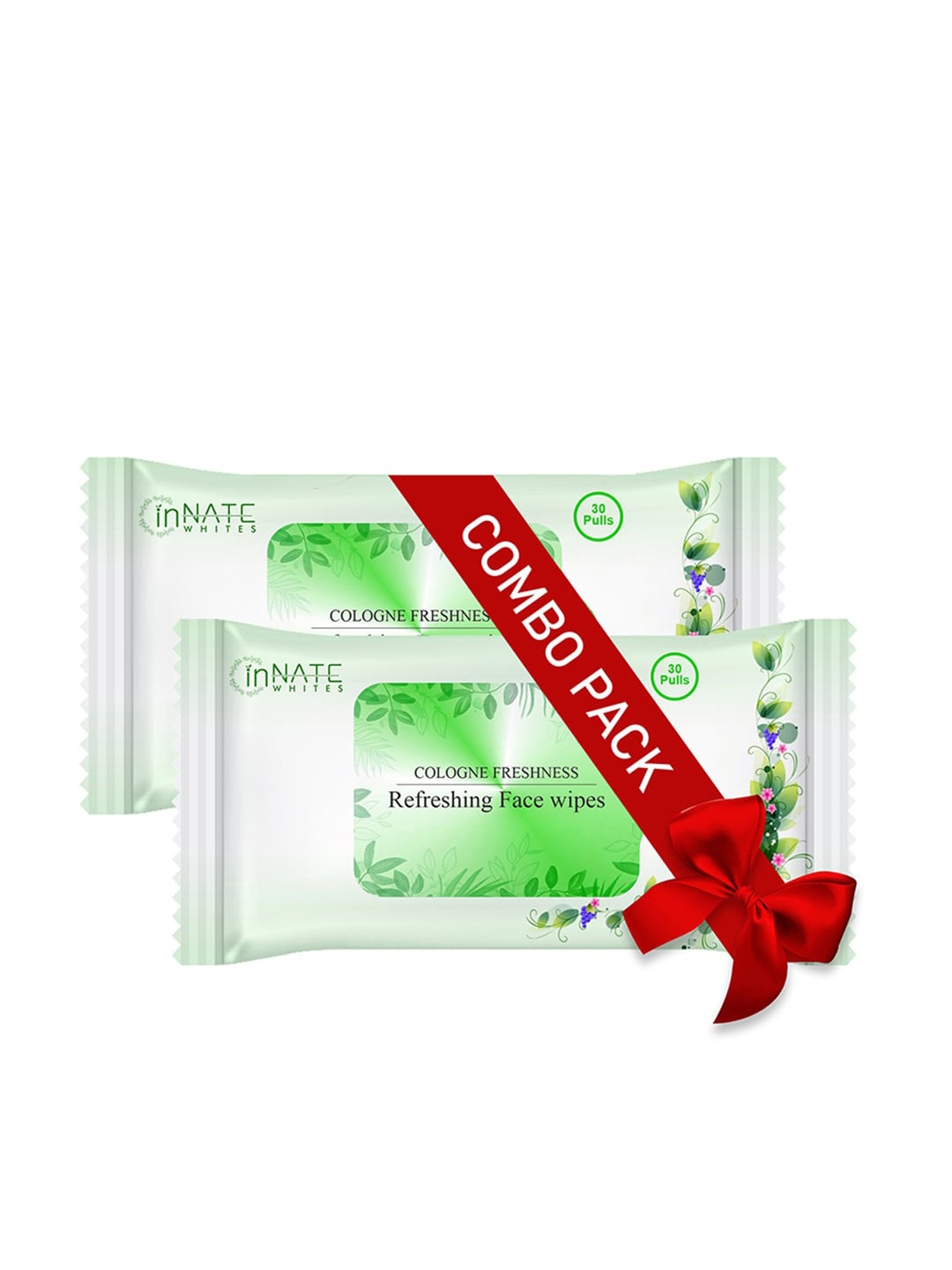

InnateWhites Set of 2 Cologne Freshness Refreshing Face Wipes - 30 Pulls Each, Green