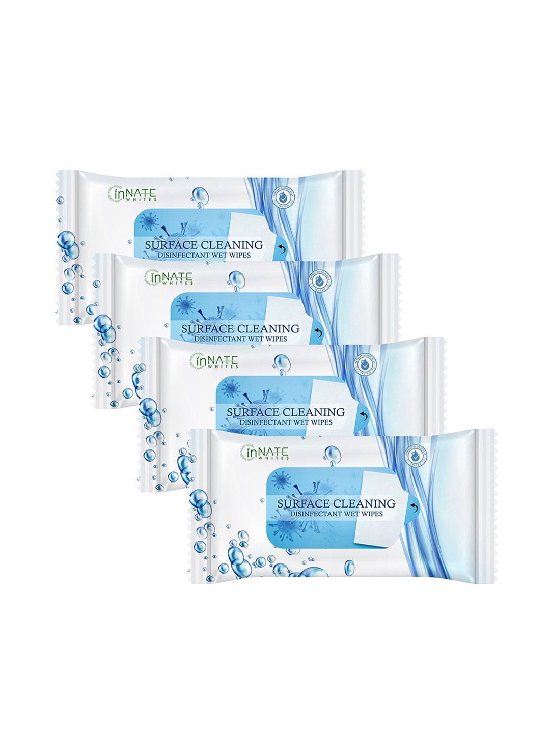 

InnateWhites Set of 4 Odourless Surface Cleaning Disinfectant Wet Wipes - 30 Pulls Each, Blue