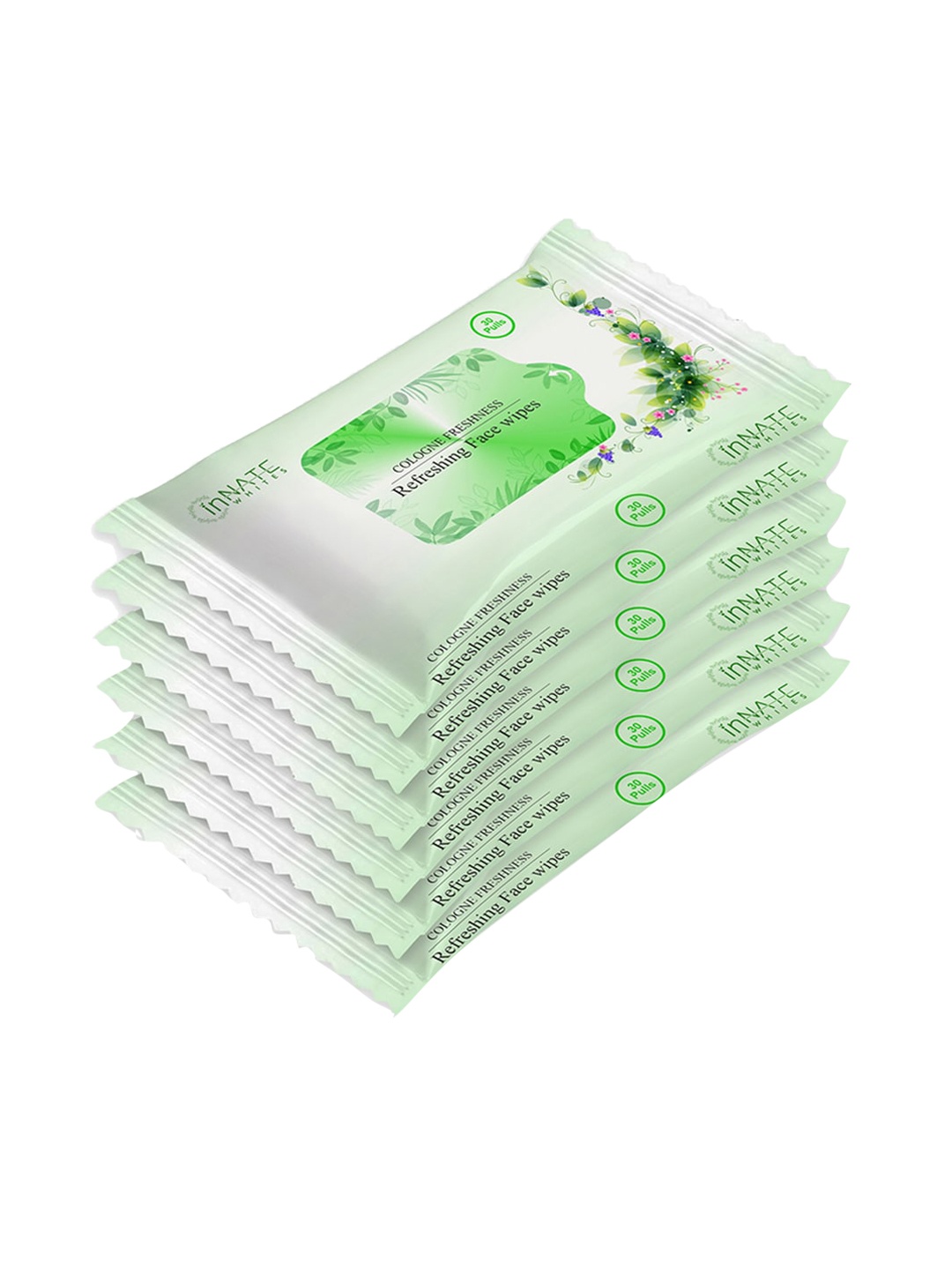 

InnateWhites Set of 6 Cologne Freshness Refreshing Face Wipes - 30 Pulls Each, Green
