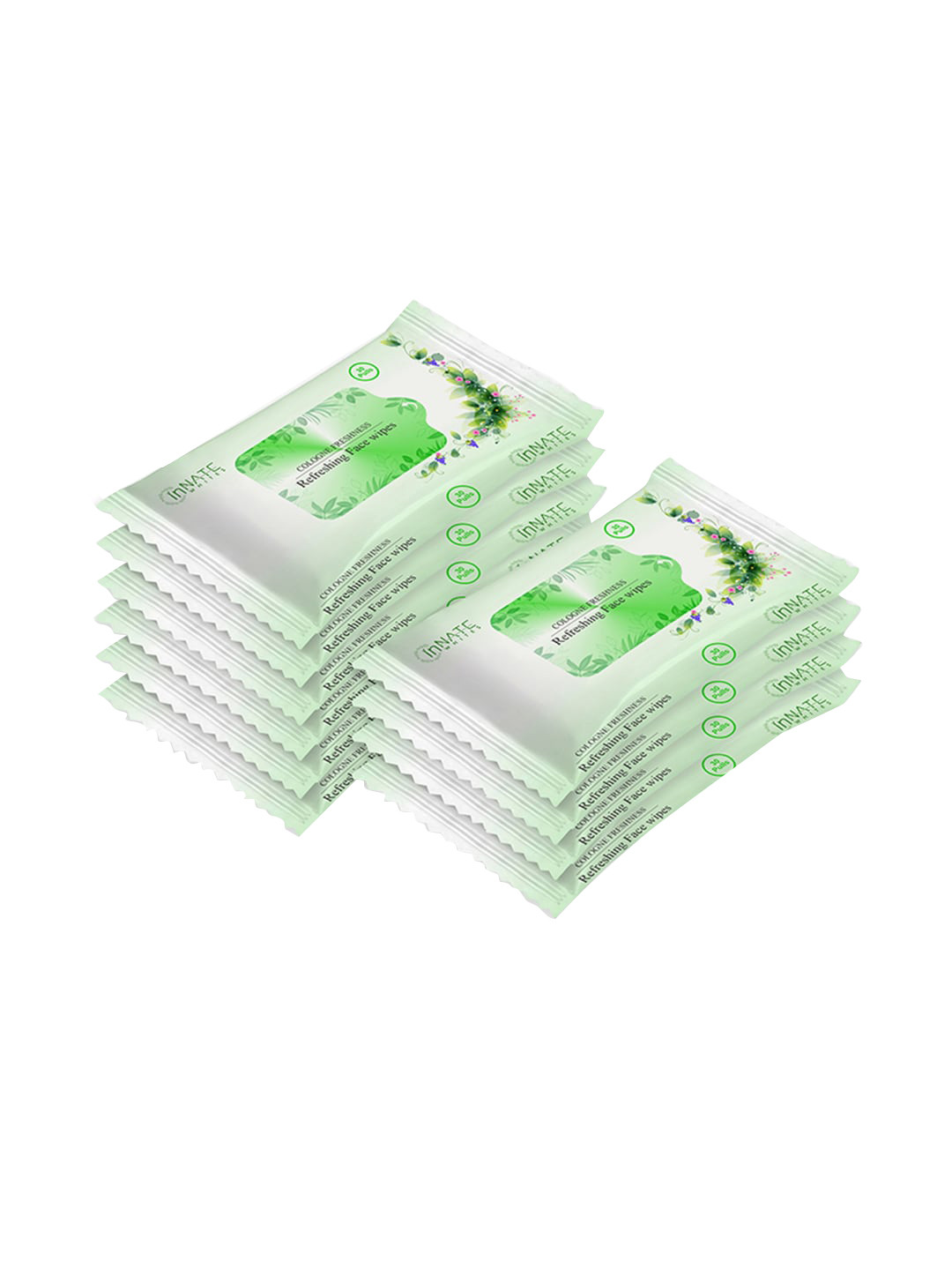 

InnateWhites Set of 10 Cologne Freshness Refreshing Face Wipes - 30 Pulls Each, Green