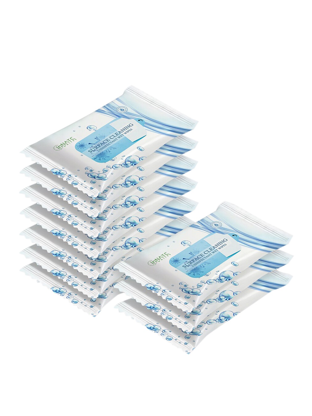 

InnateWhites Set of 10 Odourless Surface Cleaning Disinfectant Wet Wipes - 30 Pulls Each, Blue