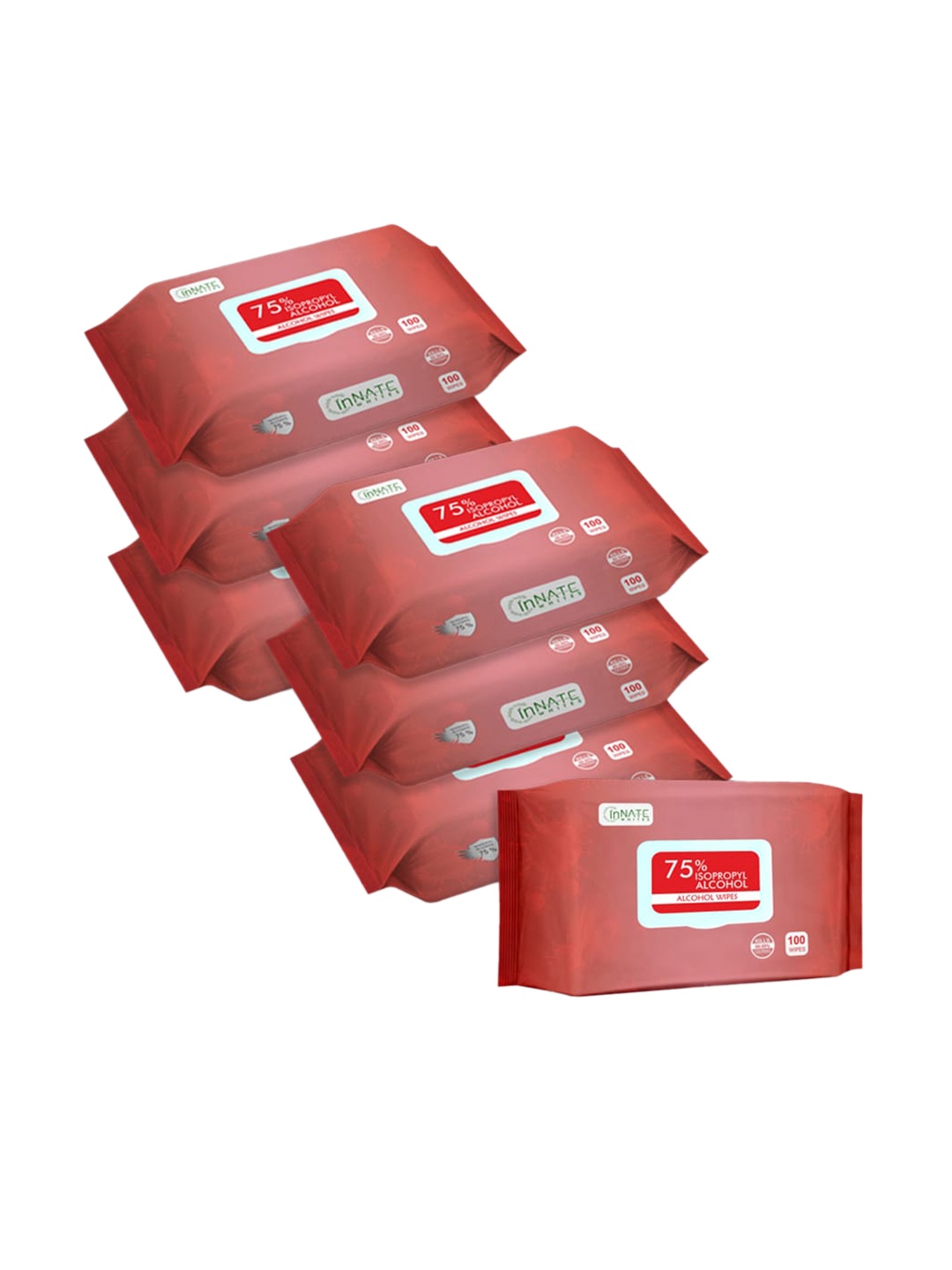 

InnateWhites Set of 7 Isopropyl Alcohol Hand & Surface Santization Wipes - 100 Pulls Each, Pink