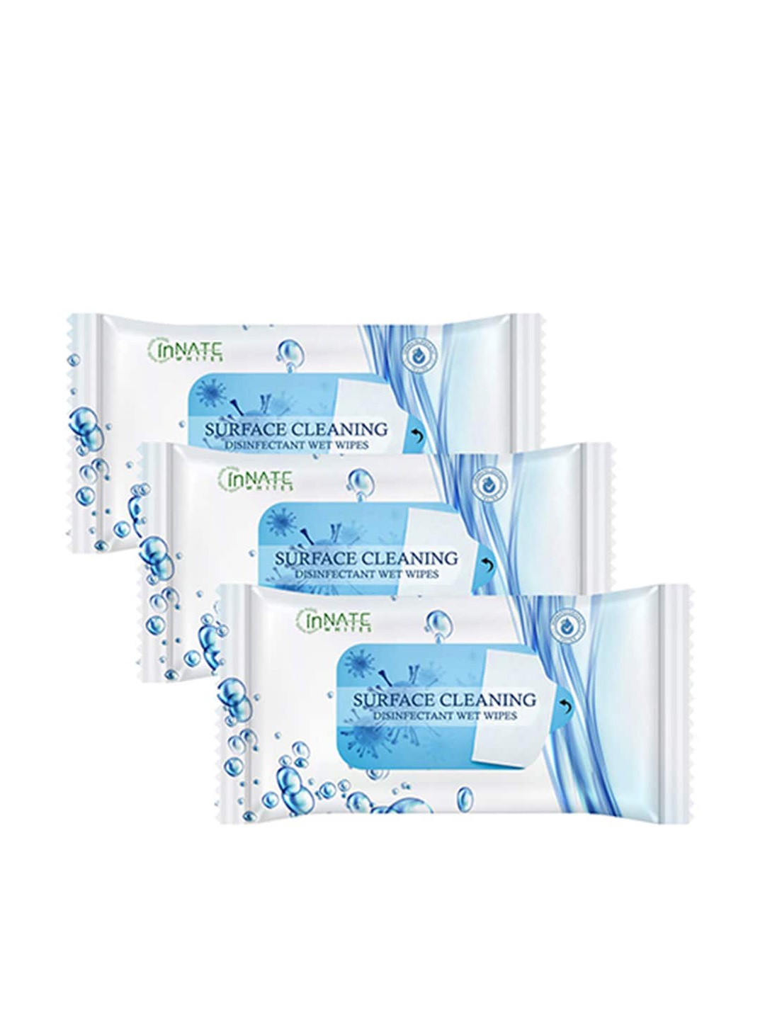 

InnateWhites Set of 3 Odourless Surface Cleaning Disinfectant Wet Wipes - 30 Pulls Each, Blue