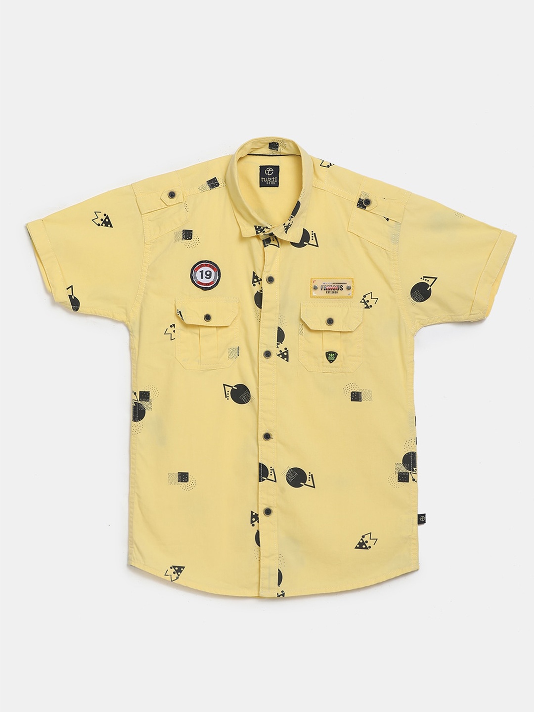 

V-Mart Unisex Kids Yellow Classic Printed Casual Shirt