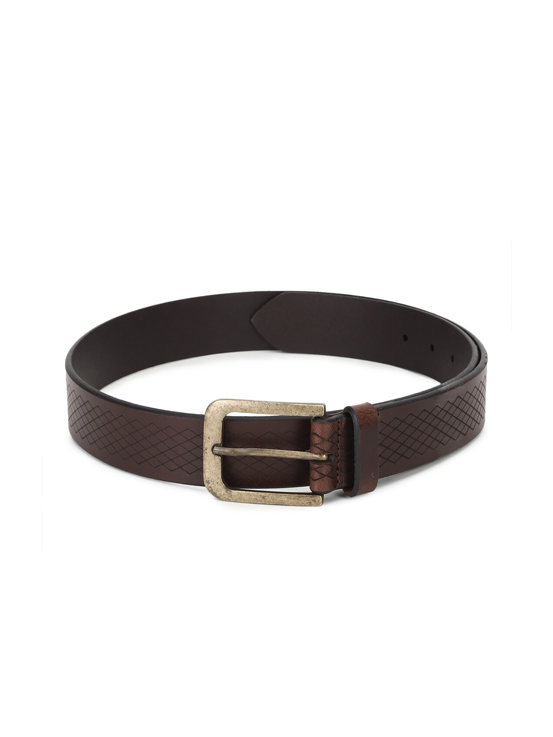 

Peter England Men Brown Textured Leather Belt