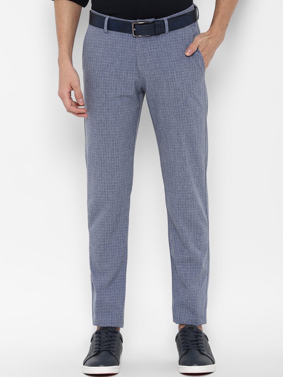 

Allen Solly Men Blue Textured Slim Fit Trousers