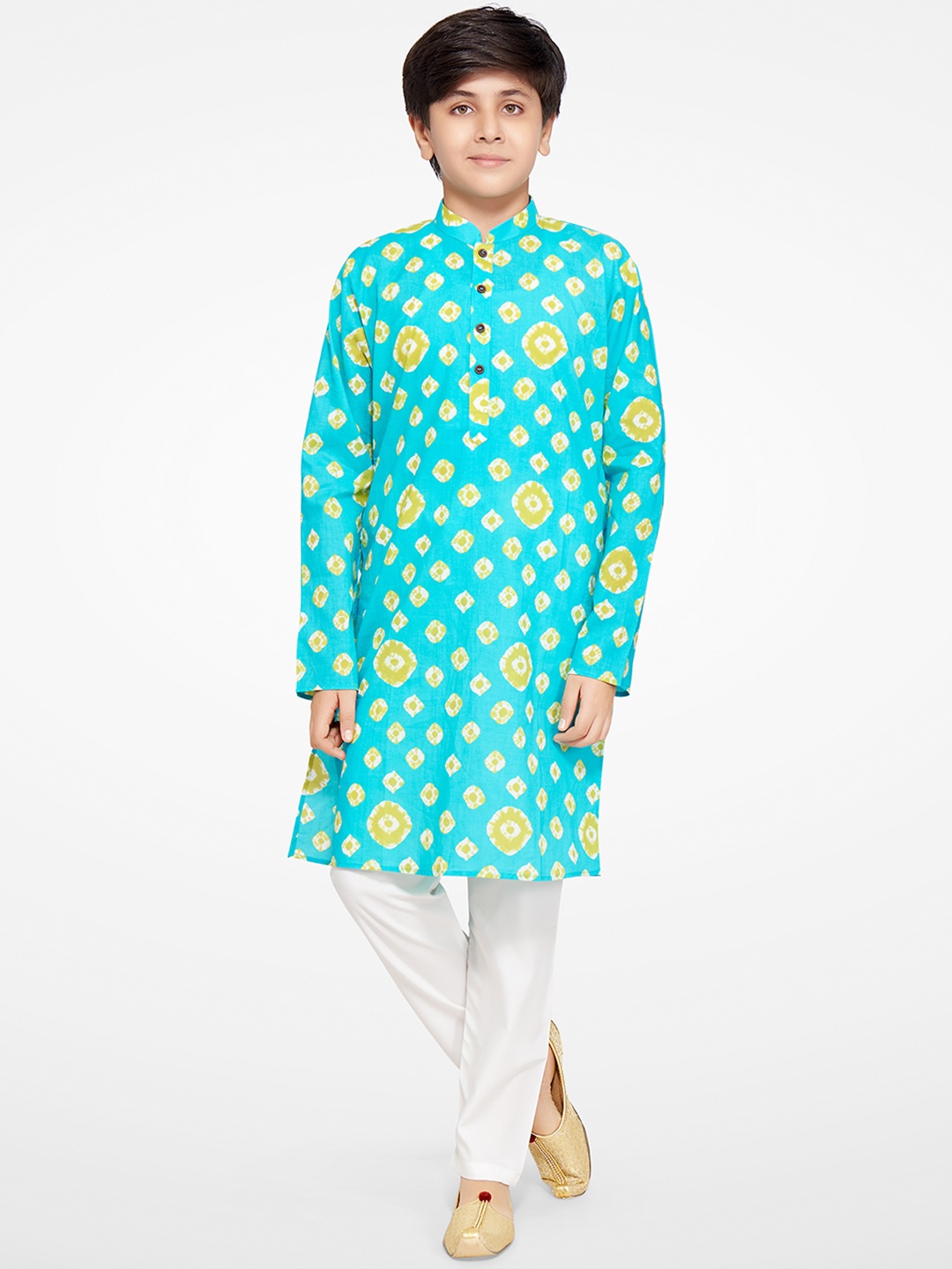 

Jeetethnics Boys Blue Floral Printed Kurta with Pyjamas