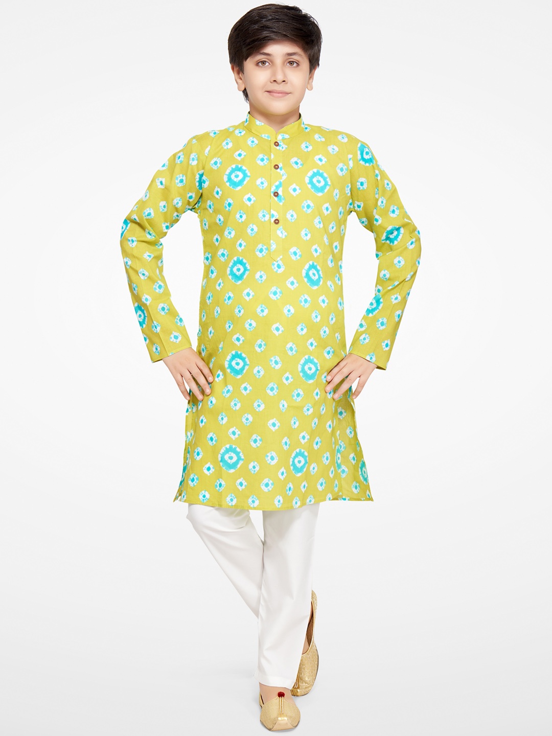 

Jeetethnics Boys Green Printed Kurta with Pyjamas