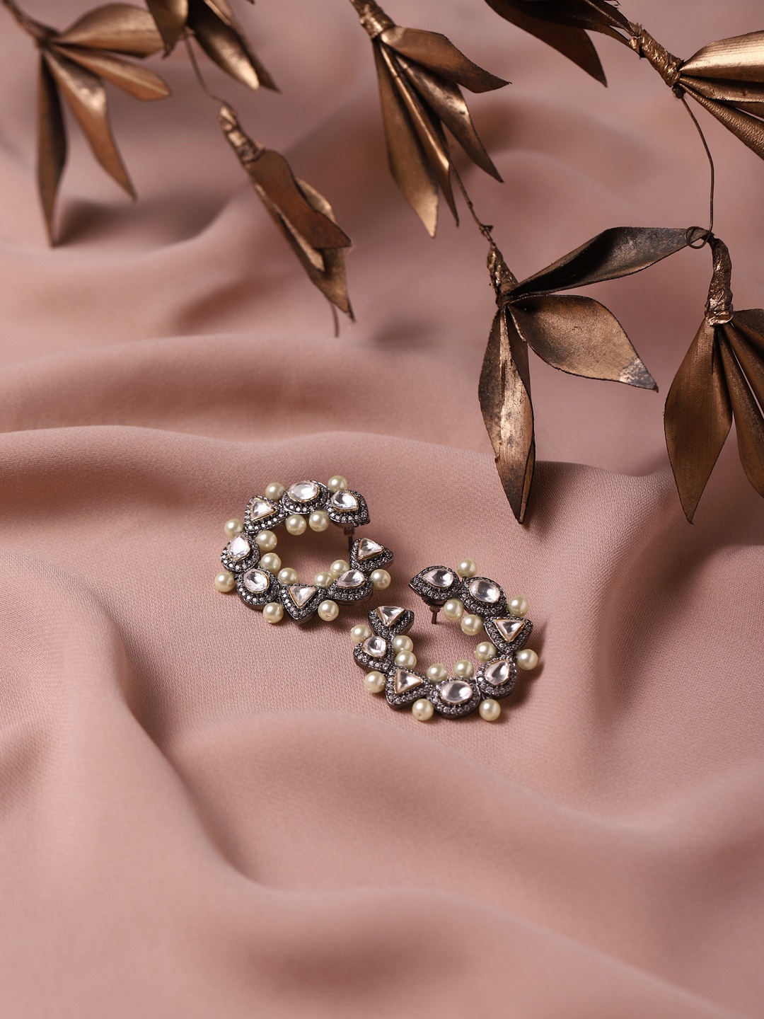 

RITU SINGH White Circular CZ Drop Earrings
