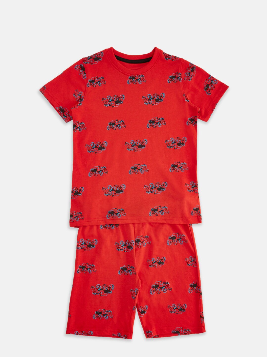 

Pantaloons Junior Boys Red Printed Cotton Top with Shorts