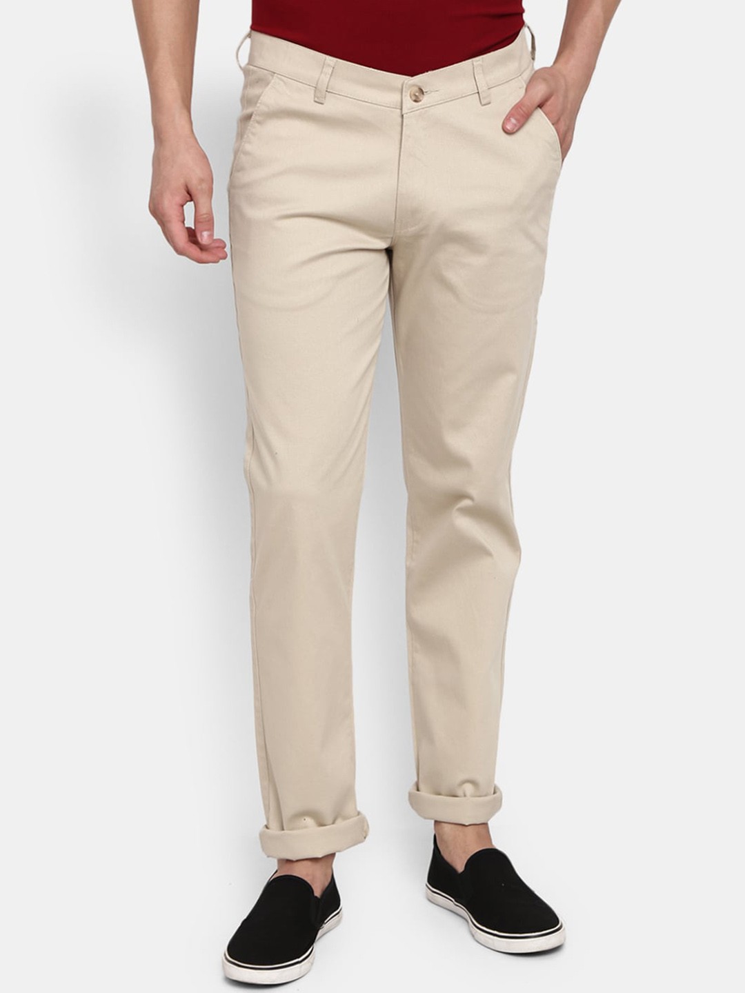

V-Mart Men Beige Slim Fit Easy Wash Chinos Trousers