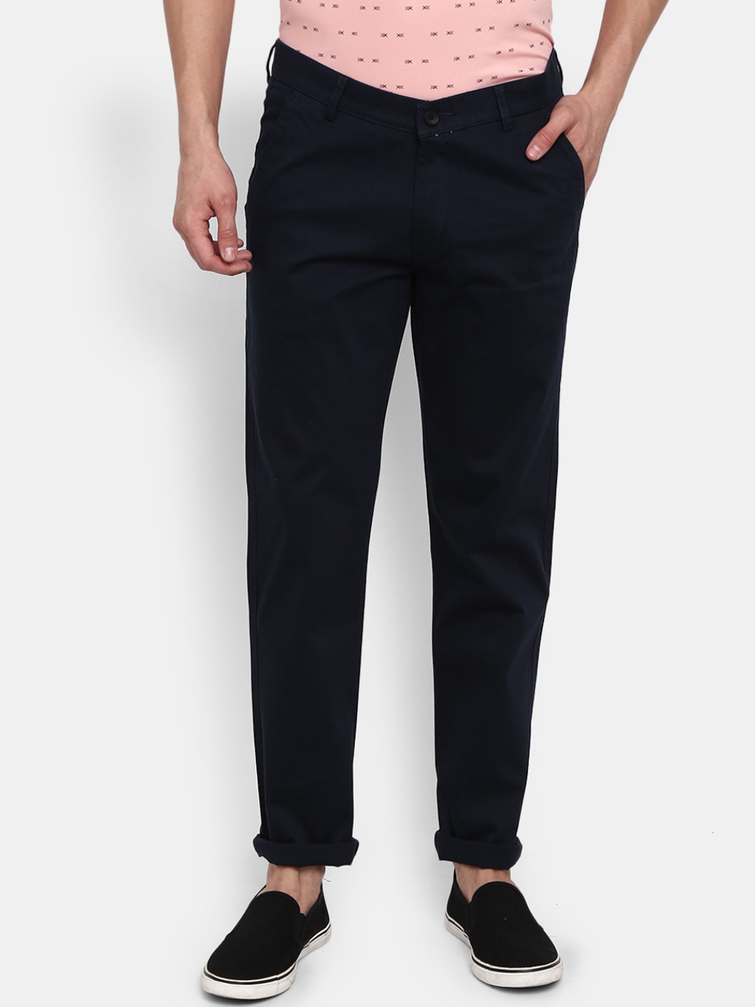 

V-Mart Men Navy Blue Slim Fit Easy Wash Chinos Trousers